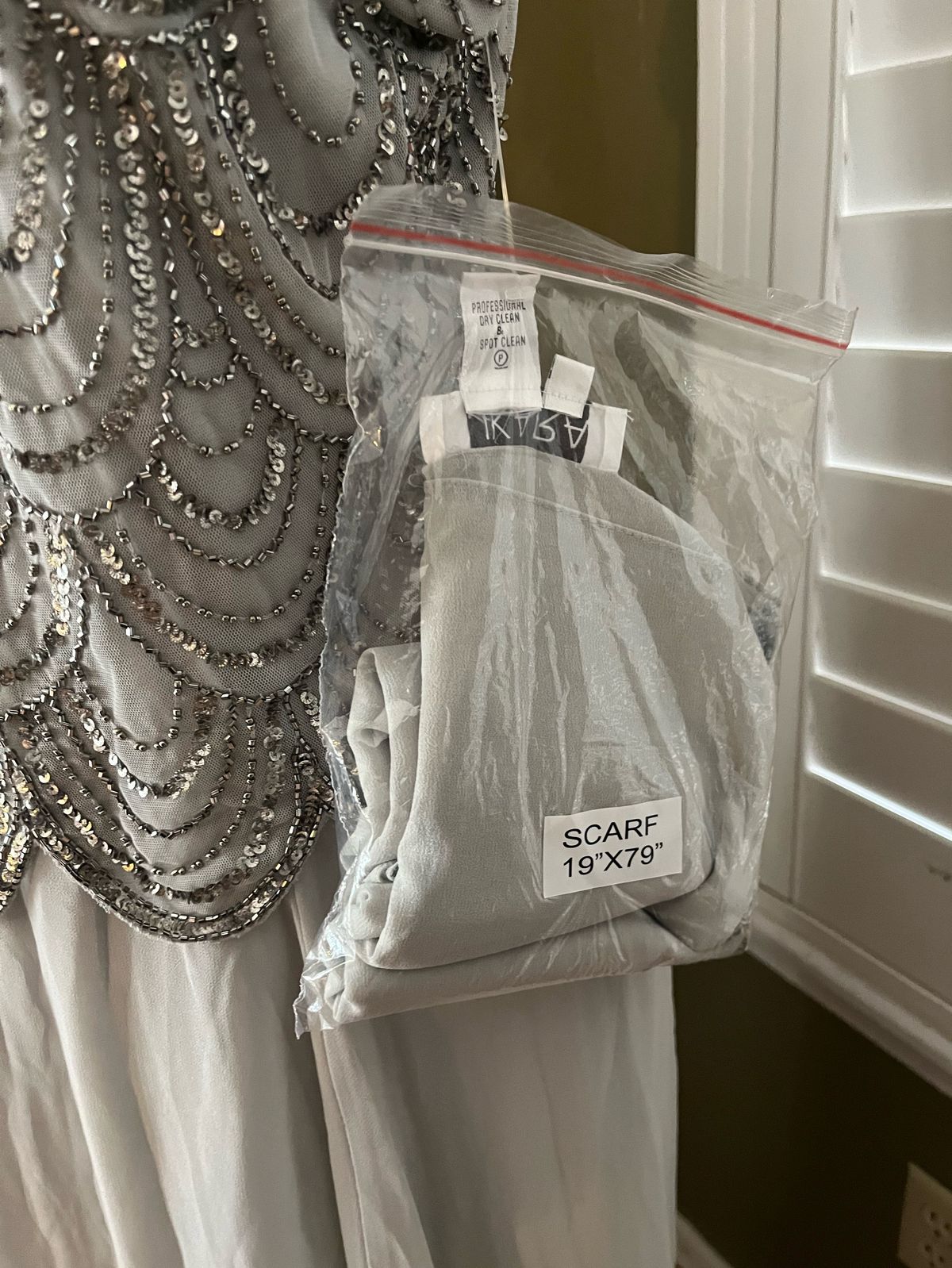 J kara Size 10 Wedding Guest Plunge Silver A-line Dress on Queenly