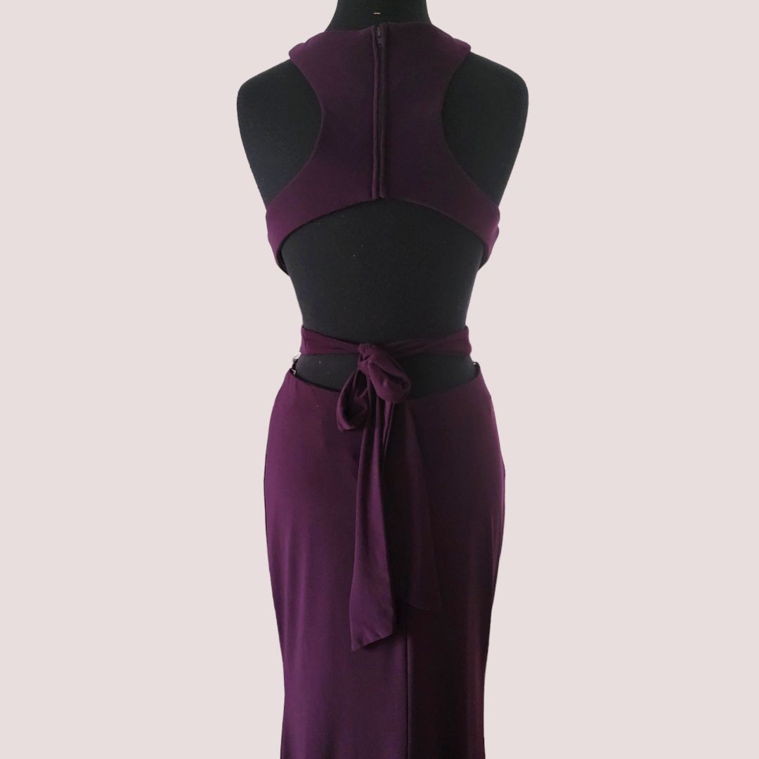 Style 60003 Alyce Paris Size 8 High Neck Purple Mermaid Dress on Queenly