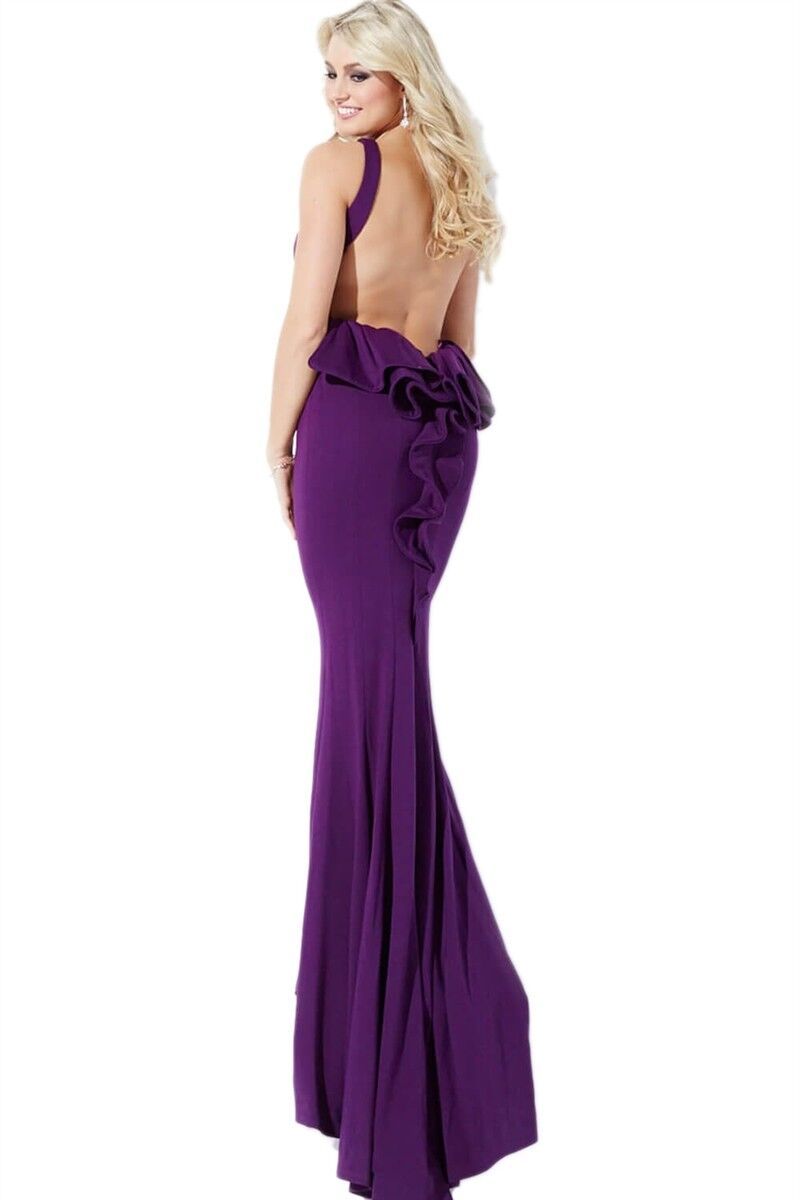 Style 21899 Jovani Size 8 High Neck Purple Mermaid Dress on Queenly