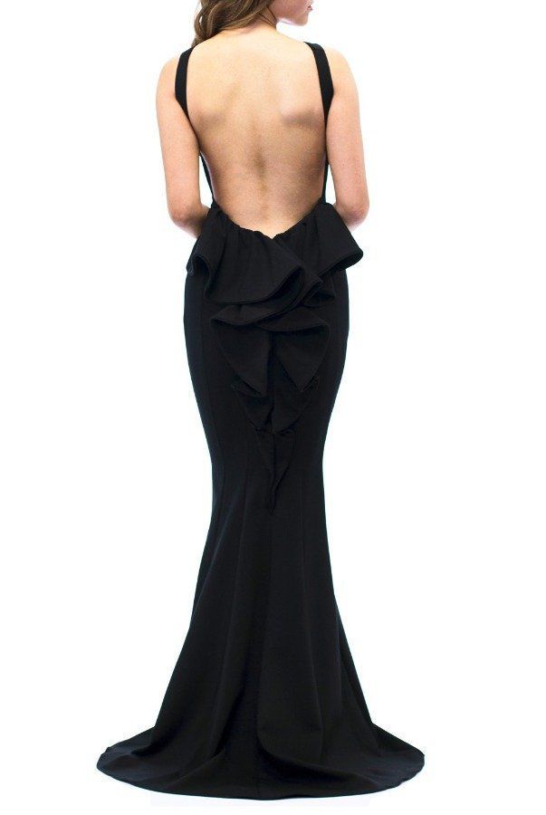 Style 21899 Jovani Size 6 High Neck Black Mermaid Dress on Queenly