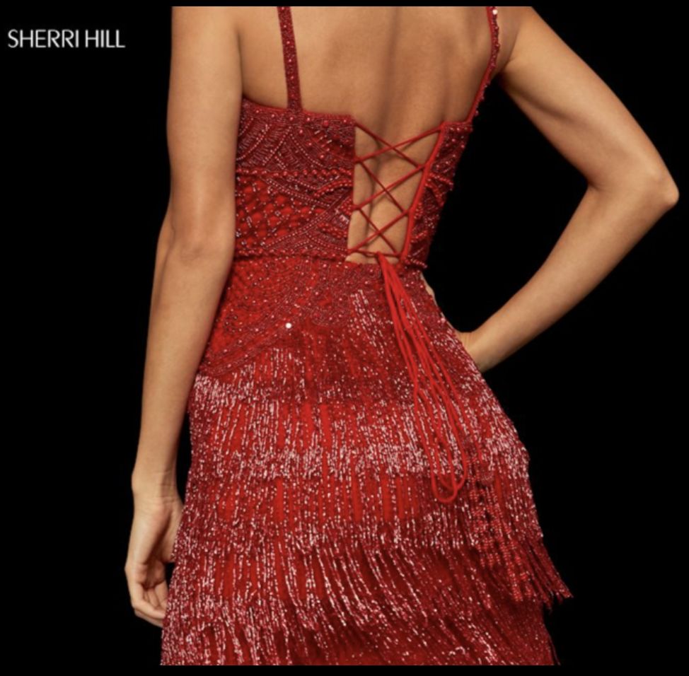 Style #52938 Sherri Hill Size 4 Pageant Red Cocktail Dress on Queenly