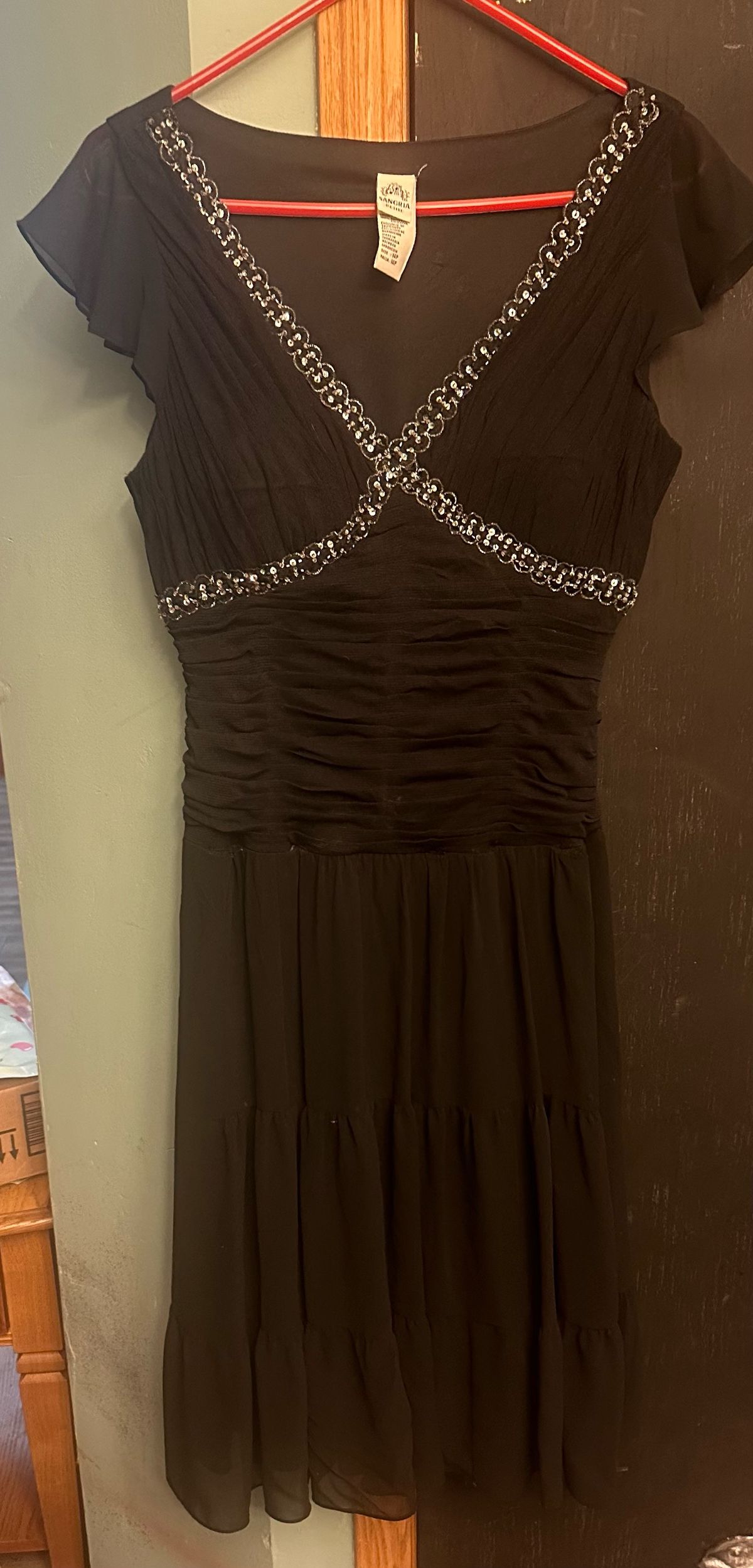 Sangria Size 14 Prom Black Cocktail Dress on Queenly