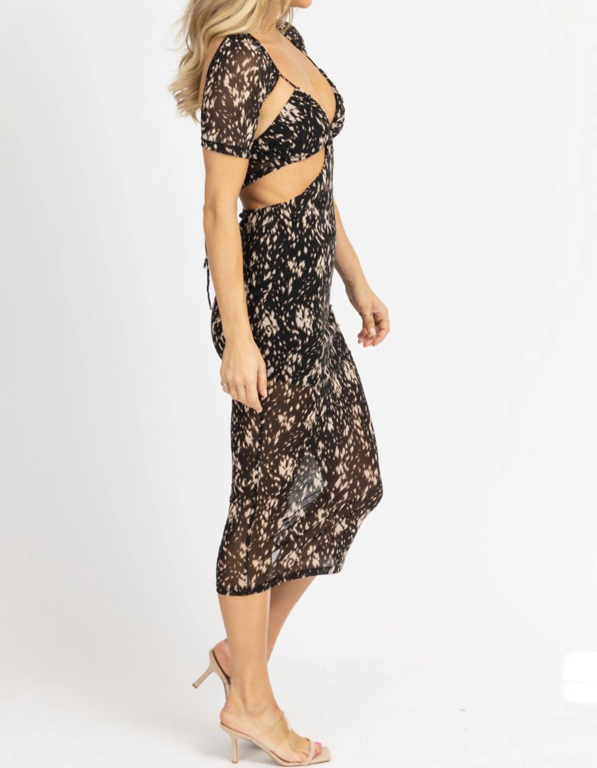Style 1-1583346156-2696 Win Win Apparel Size L Off The Shoulder Sheer Black Cocktail Dress on Queenly