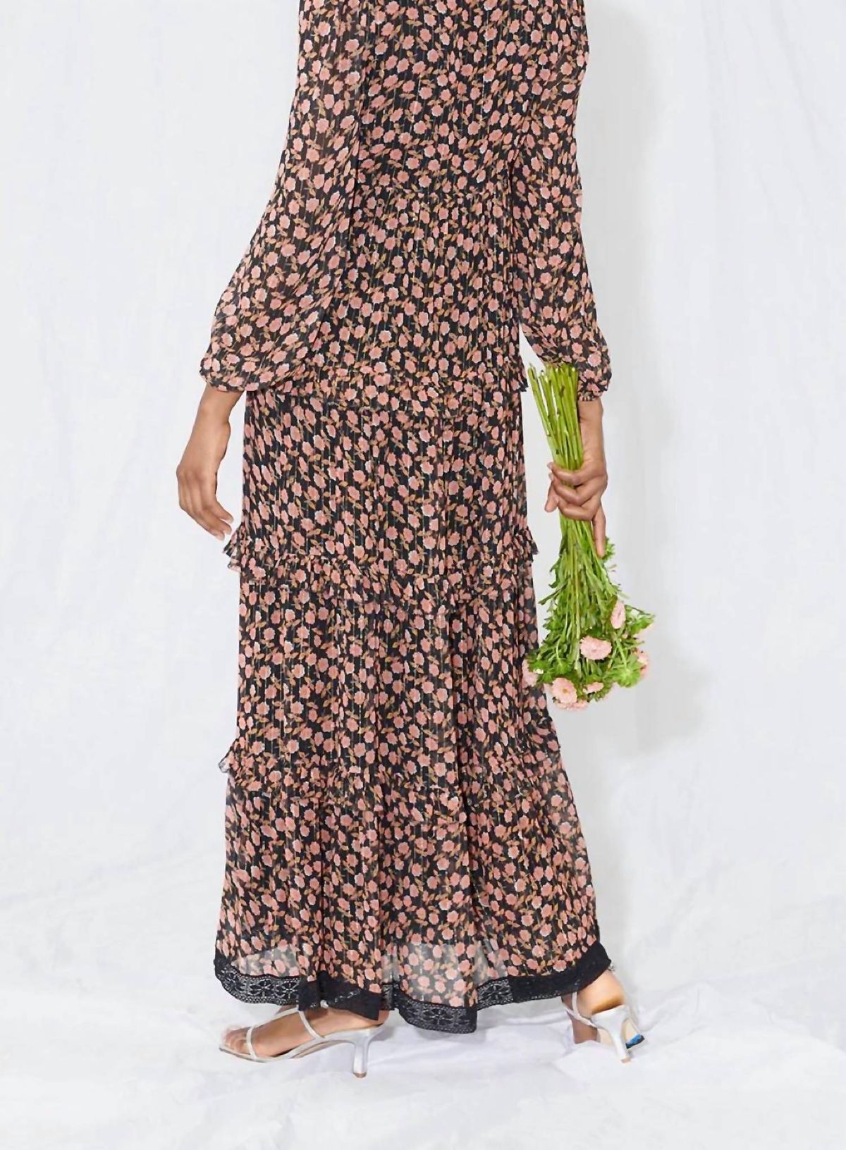 Style 1-2311002701-2696 SAYLOR Size L Floral Brown Floor Length Maxi on Queenly
