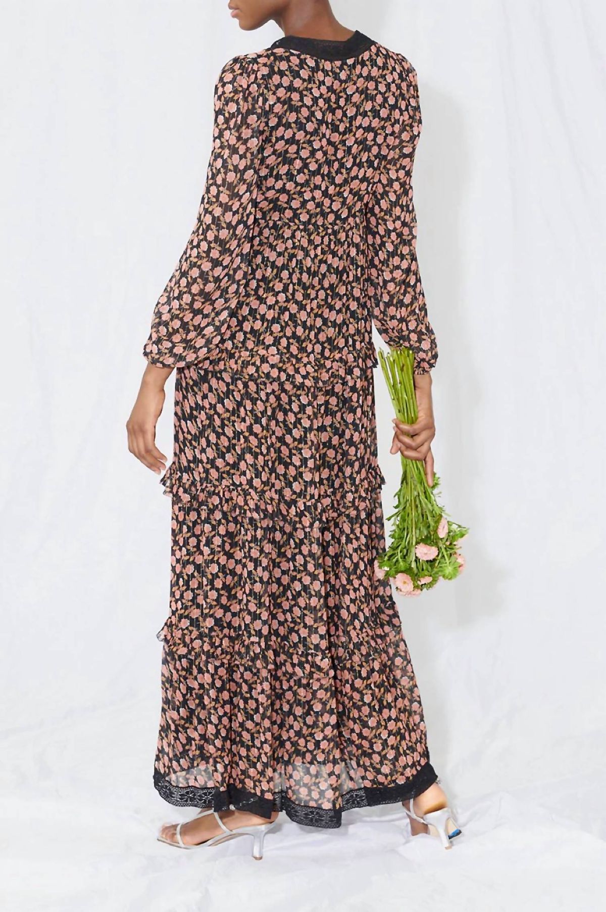 Style 1-2311002701-2696 SAYLOR Size L Floral Brown Floor Length Maxi on Queenly