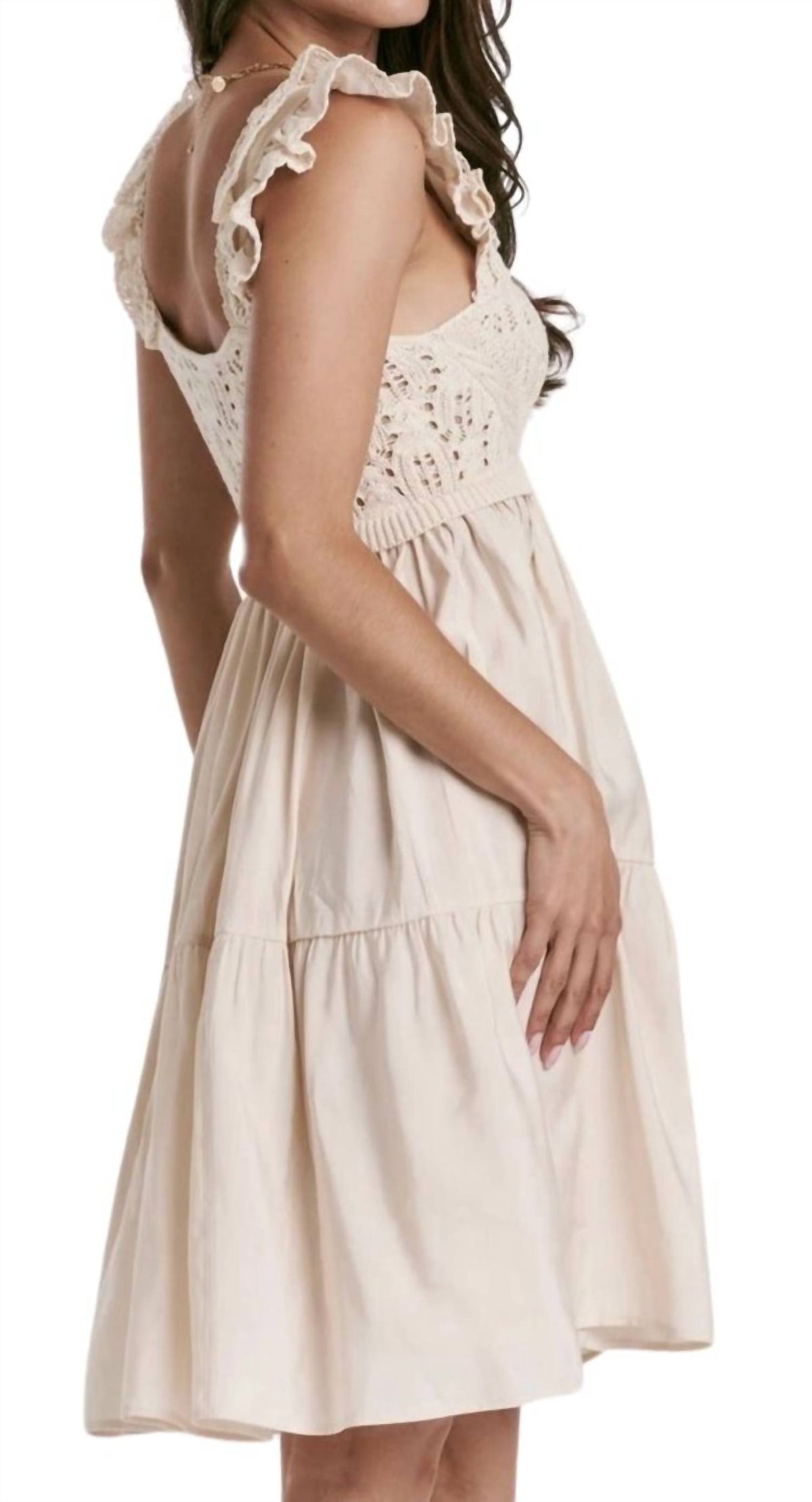 Style 1-2347932345-2791 Another Love Size L Lace Nude Cocktail Dress on Queenly