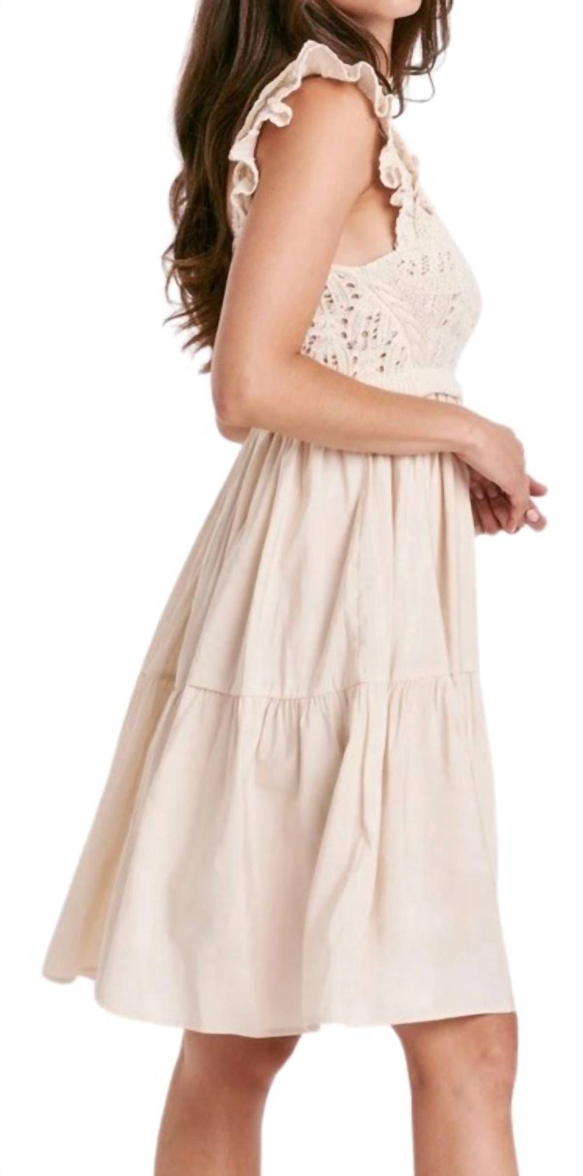 Style 1-2347932345-2791 Another Love Size L Lace Nude Cocktail Dress on Queenly