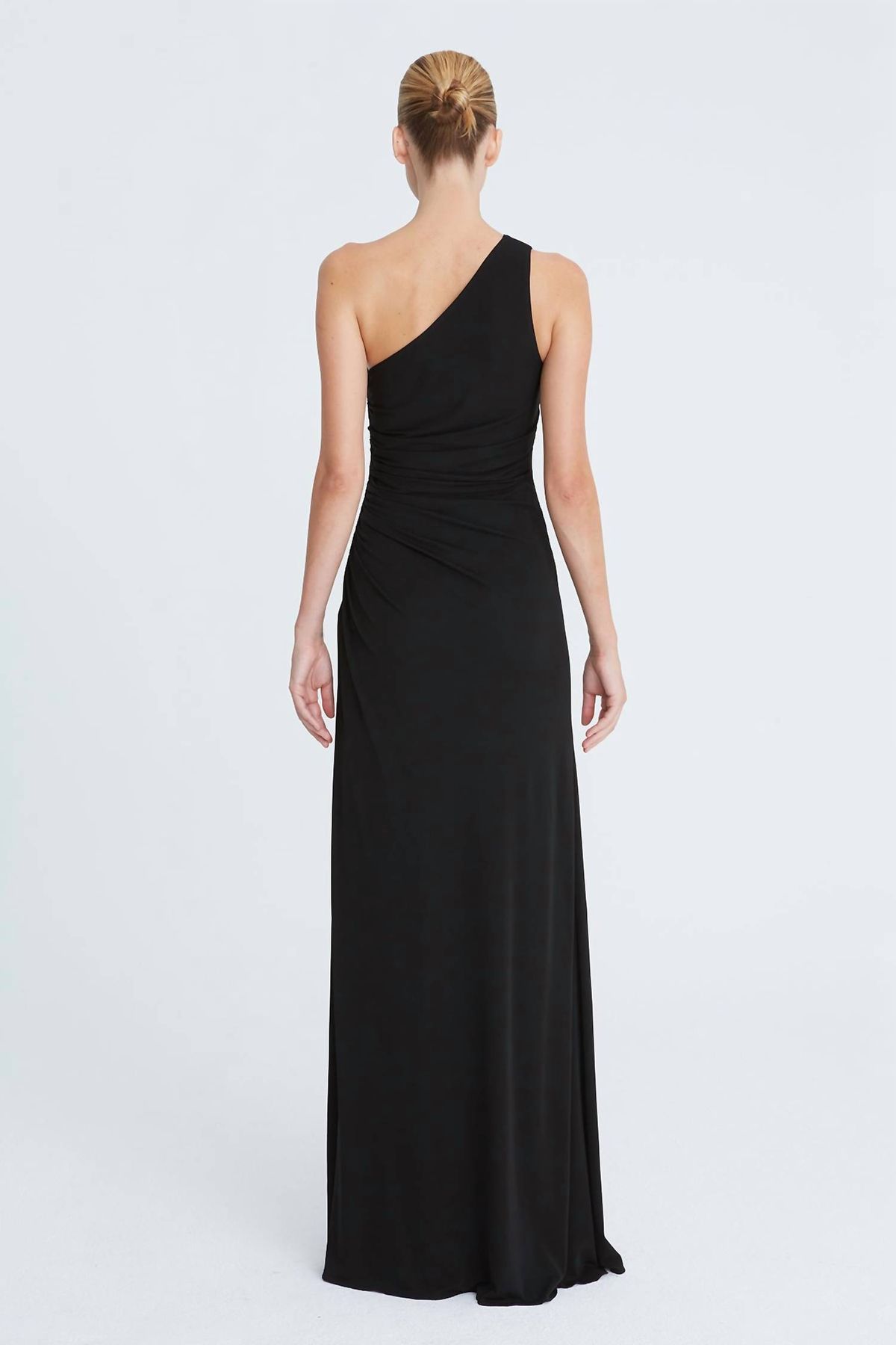 Style 1-2926450037-649 HALSTON HERITAGE Size 2 One Shoulder Sequined Black Floor Length Maxi on Queenly