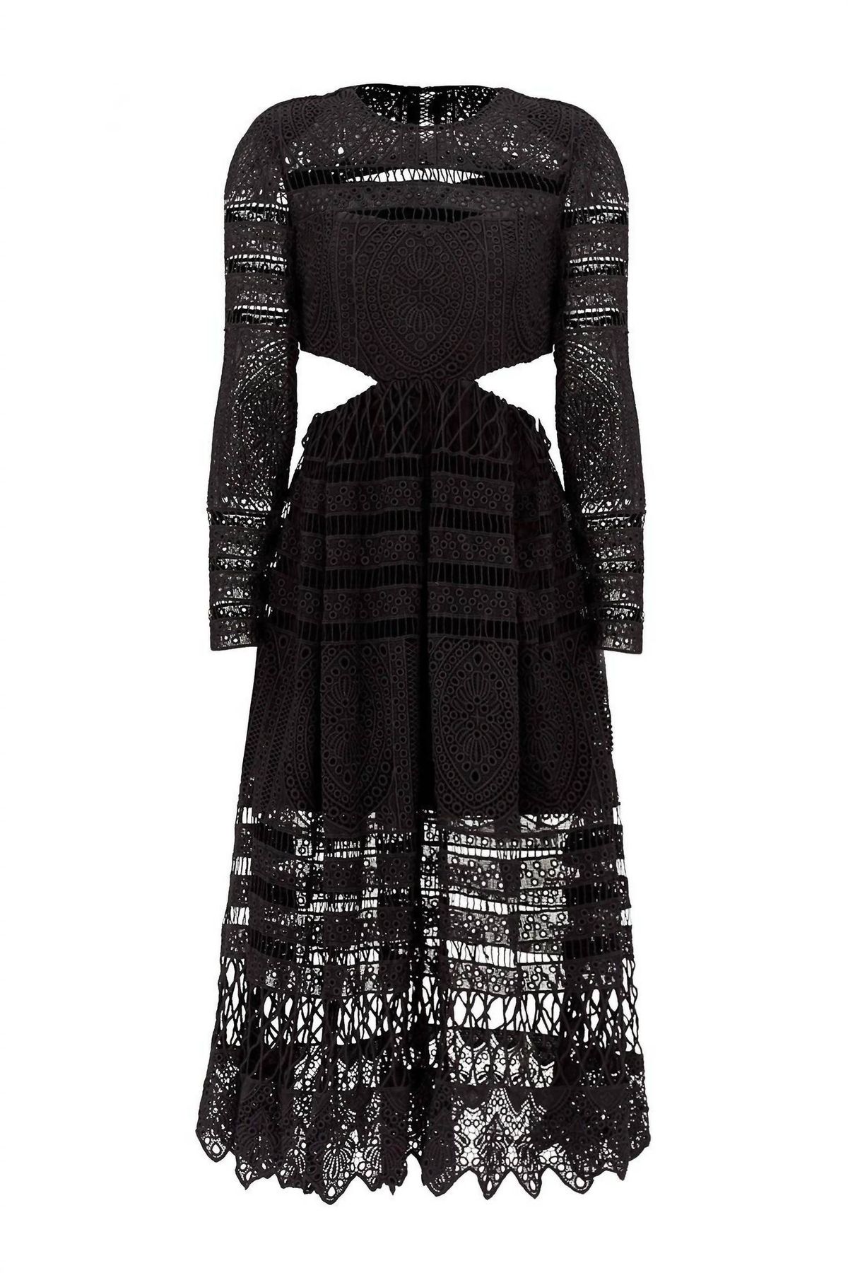 Style 1-3144522469-5673-1 ASILIO Size XS Long Sleeve Lace Black Cocktail Dress on Queenly