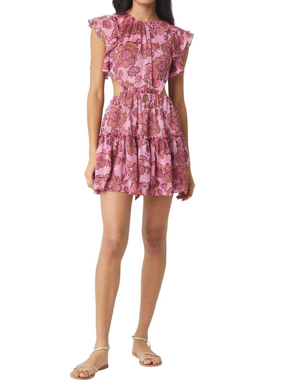 Style 1-3376993467-3236 Misa Los Angeles Size S Floral Pink Cocktail Dress on Queenly