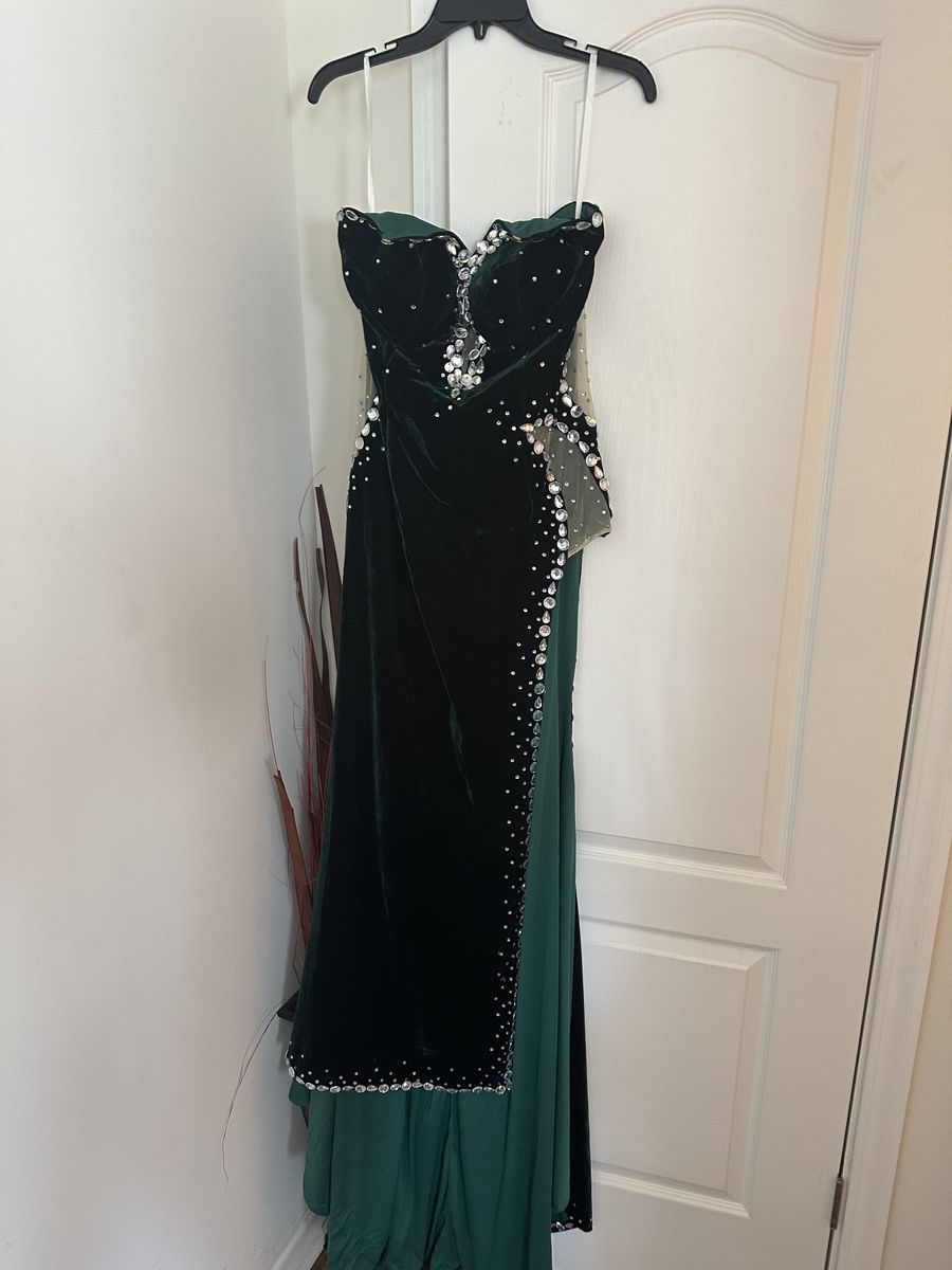 Plus Size 16 Prom Strapless Green Mermaid Dress on Queenly
