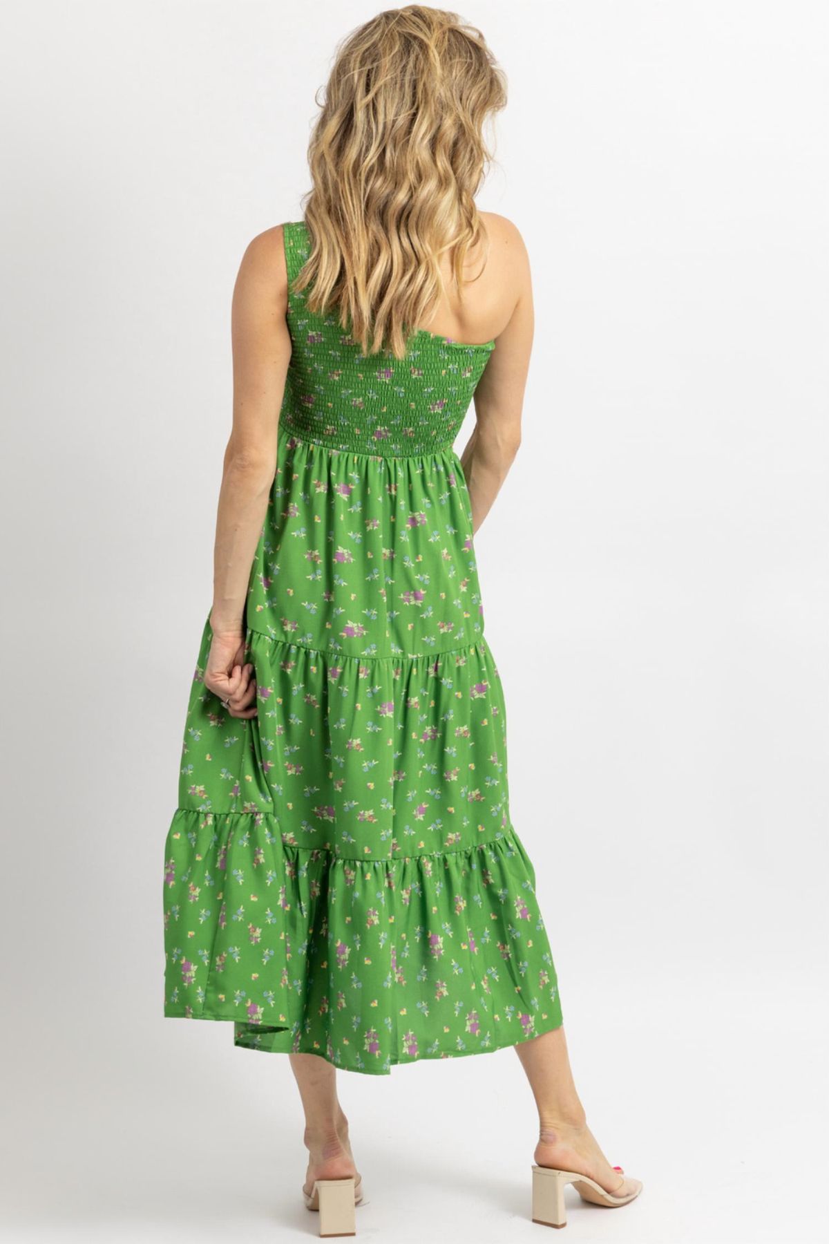 Style 1-3492091429-2696 SUNDAYUP Size L One Shoulder Floral Green Cocktail Dress on Queenly