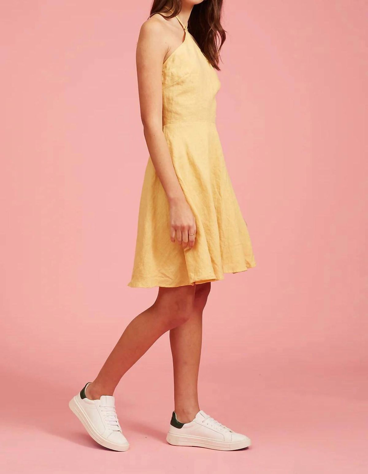 Style 1-3639918213-2791 LUCY PARIS Size L Halter Yellow Cocktail Dress on Queenly
