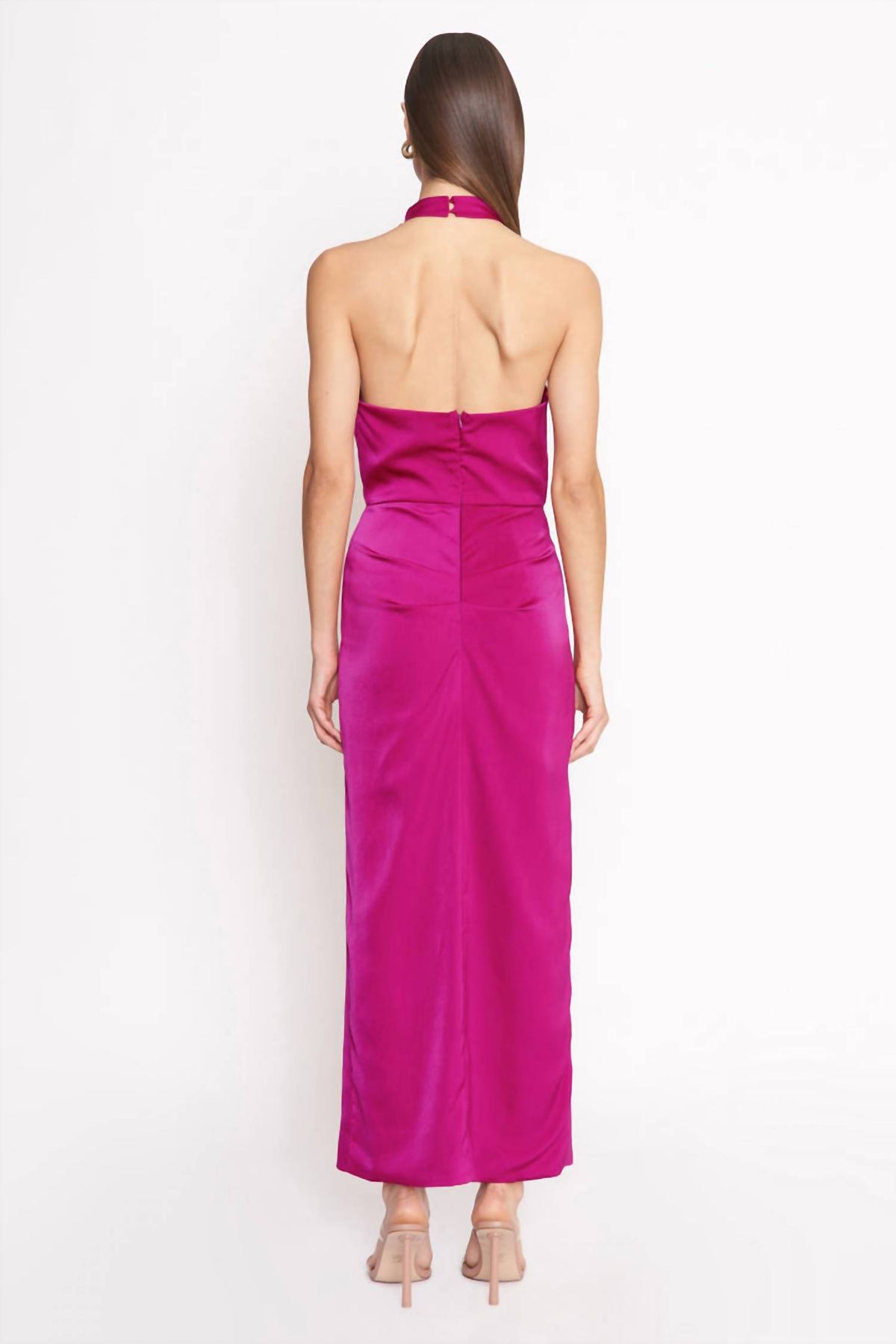 Style 1-3888321613-3855 4SI3NNA Size XS Halter Hot Pink Side Slit Dress on Queenly