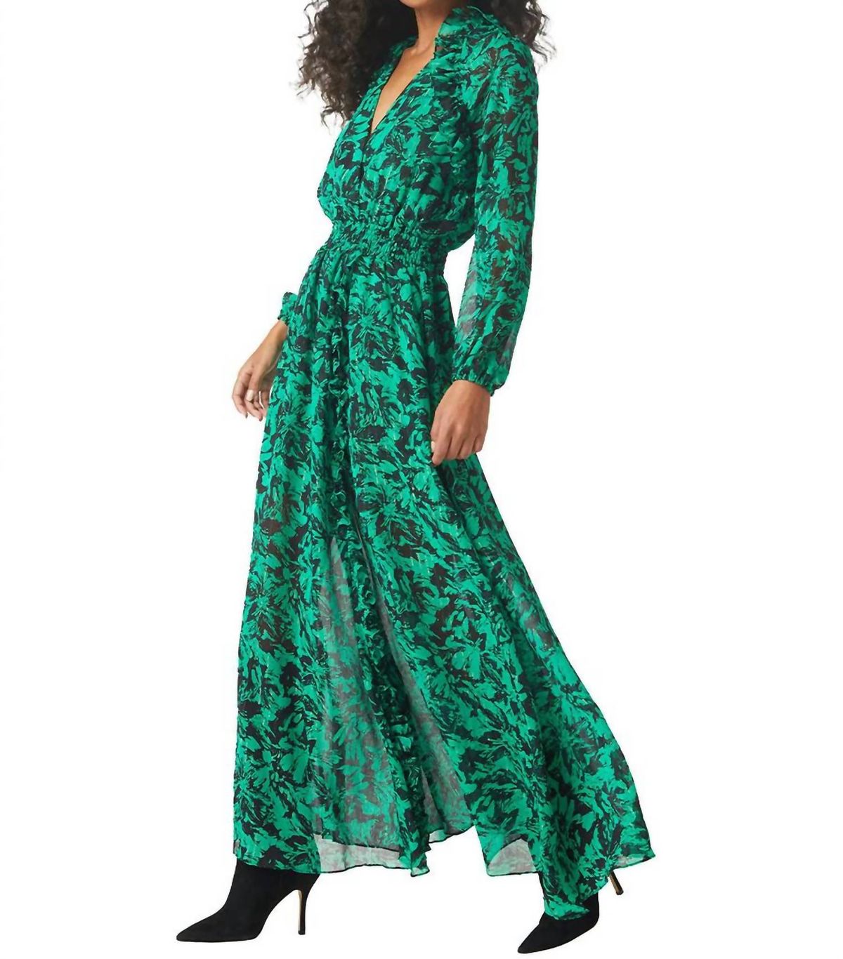 Style 1-4044646597-2696 Misa Los Angeles Size L Sheer Emerald Green Side Slit Dress on Queenly