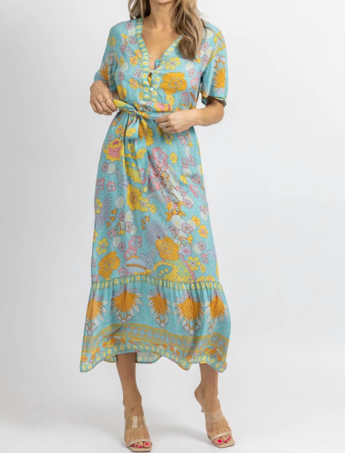 Style 1-4193696922-2696 SUNDAYUP Size L Floral Light Blue Cocktail Dress on Queenly