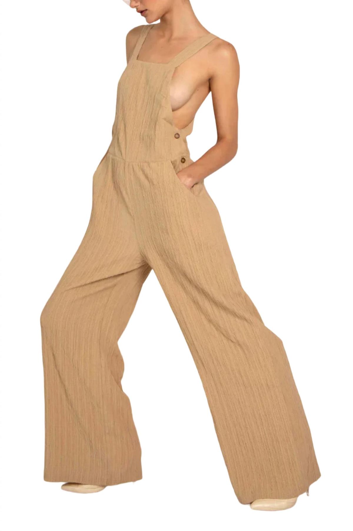 Style 1-543758972-2696 THE RANGE Size L Nude Formal Jumpsuit on Queenly