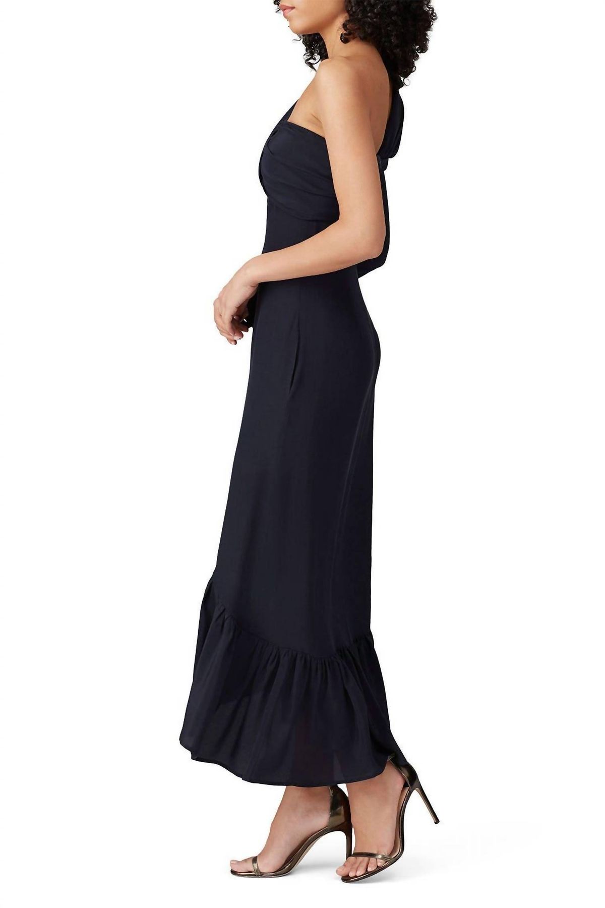 Style 1-747632525-1306-1 Rokh Plus Size 36 Long Sleeve Navy Black Floor Length Maxi on Queenly