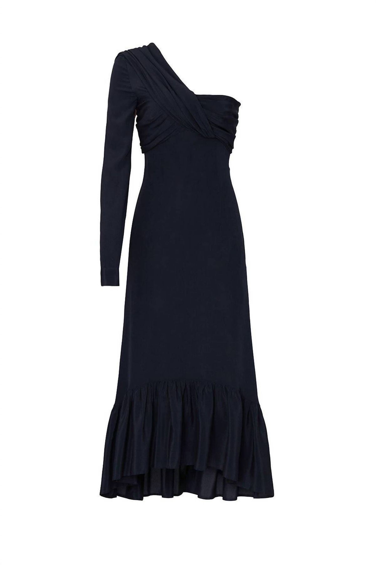 Style 1-747632525-1306-1 Rokh Plus Size 36 Long Sleeve Navy Black Floor Length Maxi on Queenly