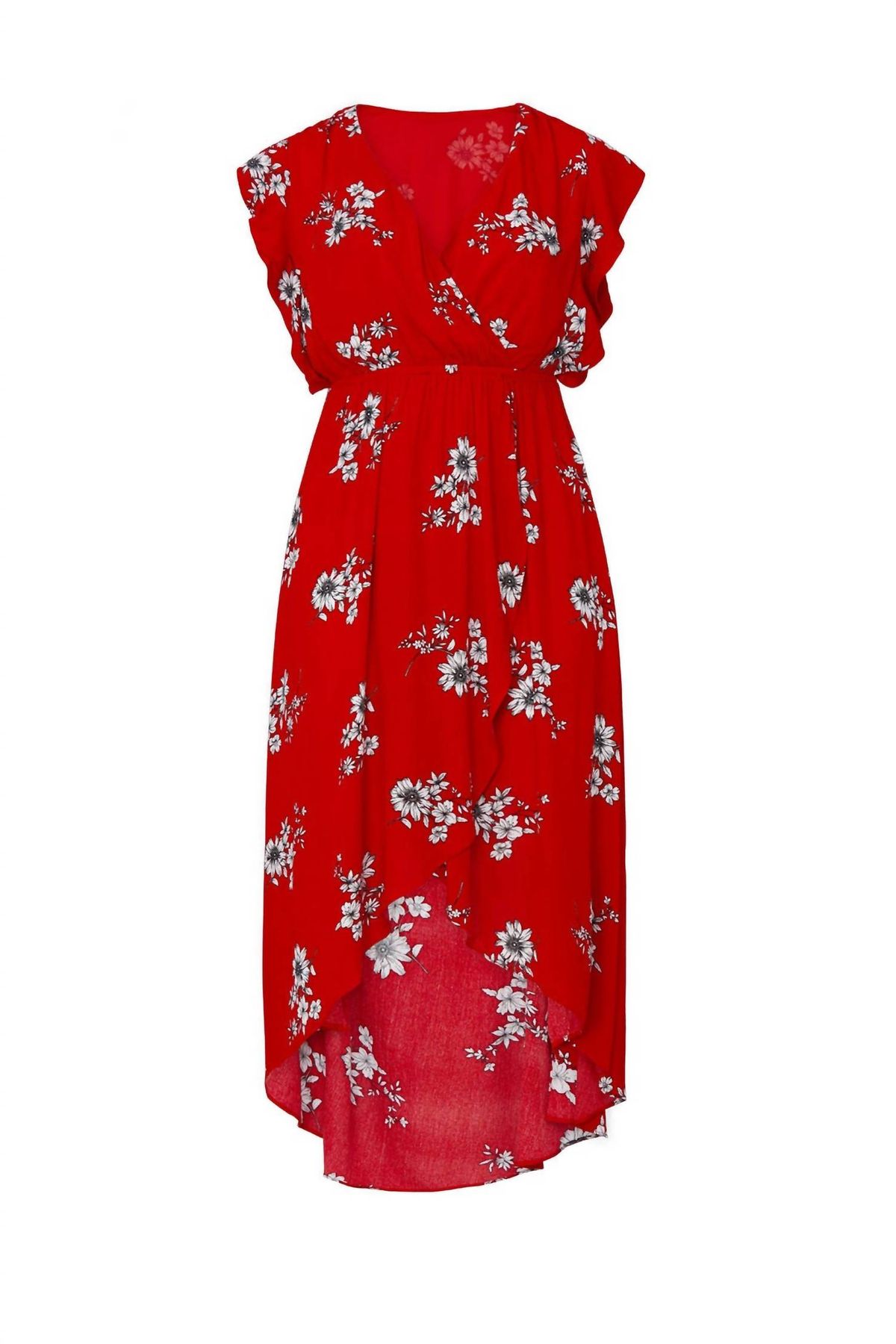 Style 1-895688461-5674-1 City Chic Size M Floral Red Cocktail Dress on Queenly