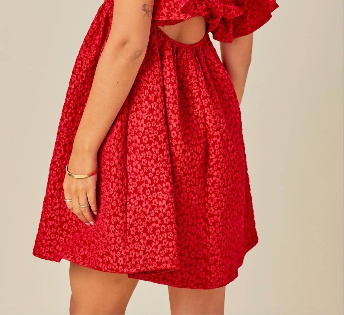 Style 1-929226837-2791 day + moon Size L Floral Red Cocktail Dress on Queenly