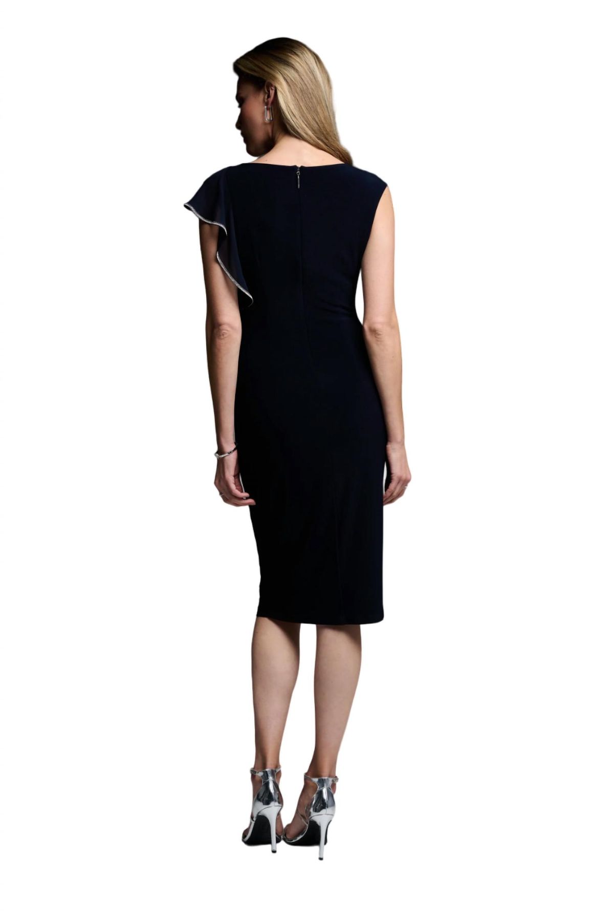 Style 1-960194125-1901 Joseph Ribkoff Size 6 Sheer Black Cocktail Dress on Queenly