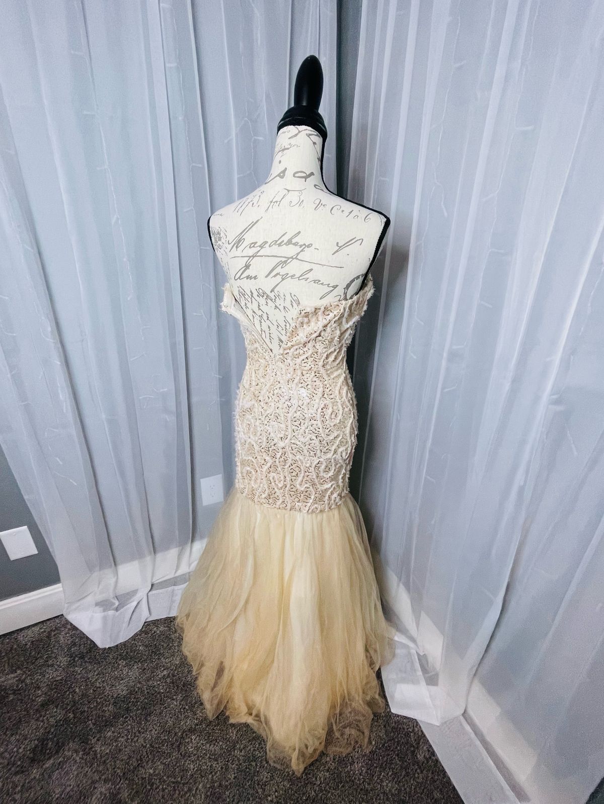 Faviana Size 4 Prom Strapless Nude Mermaid Dress on Queenly