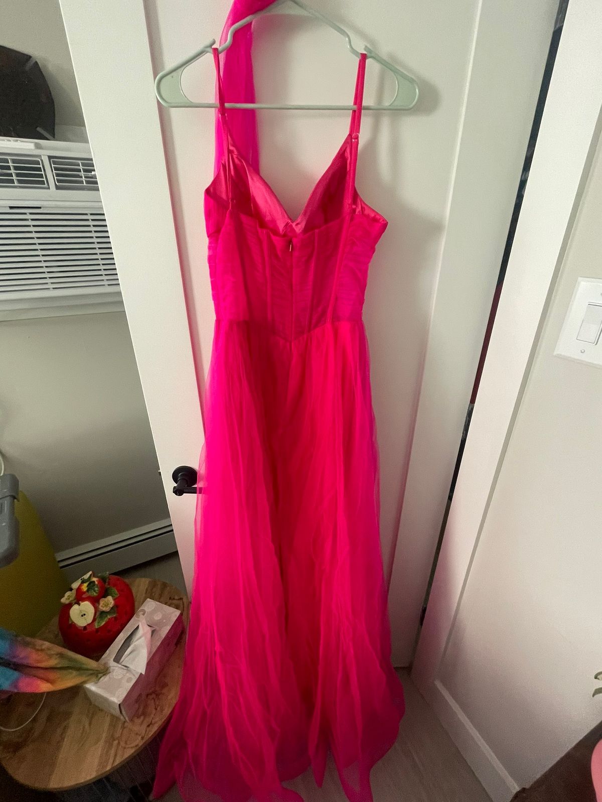 Size M Prom Plunge Pink Floor Length Maxi on Queenly