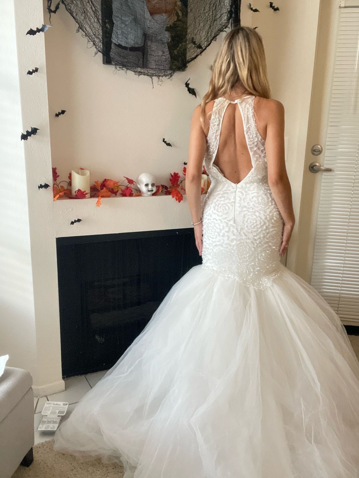 Sherri Hill Size 0 Wedding High Neck Sheer White Mermaid Dress on Queenly