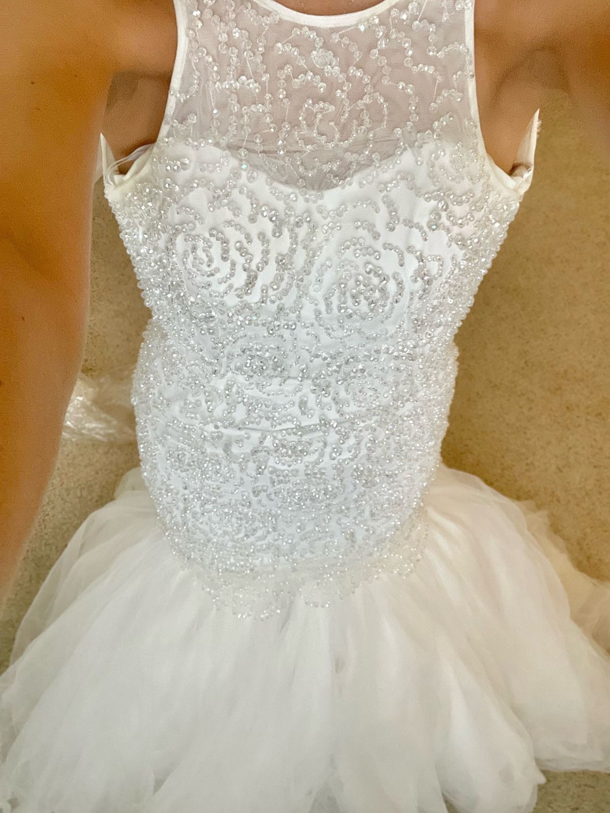 Sherri Hill Size 0 Wedding High Neck Sheer White Mermaid Dress on Queenly