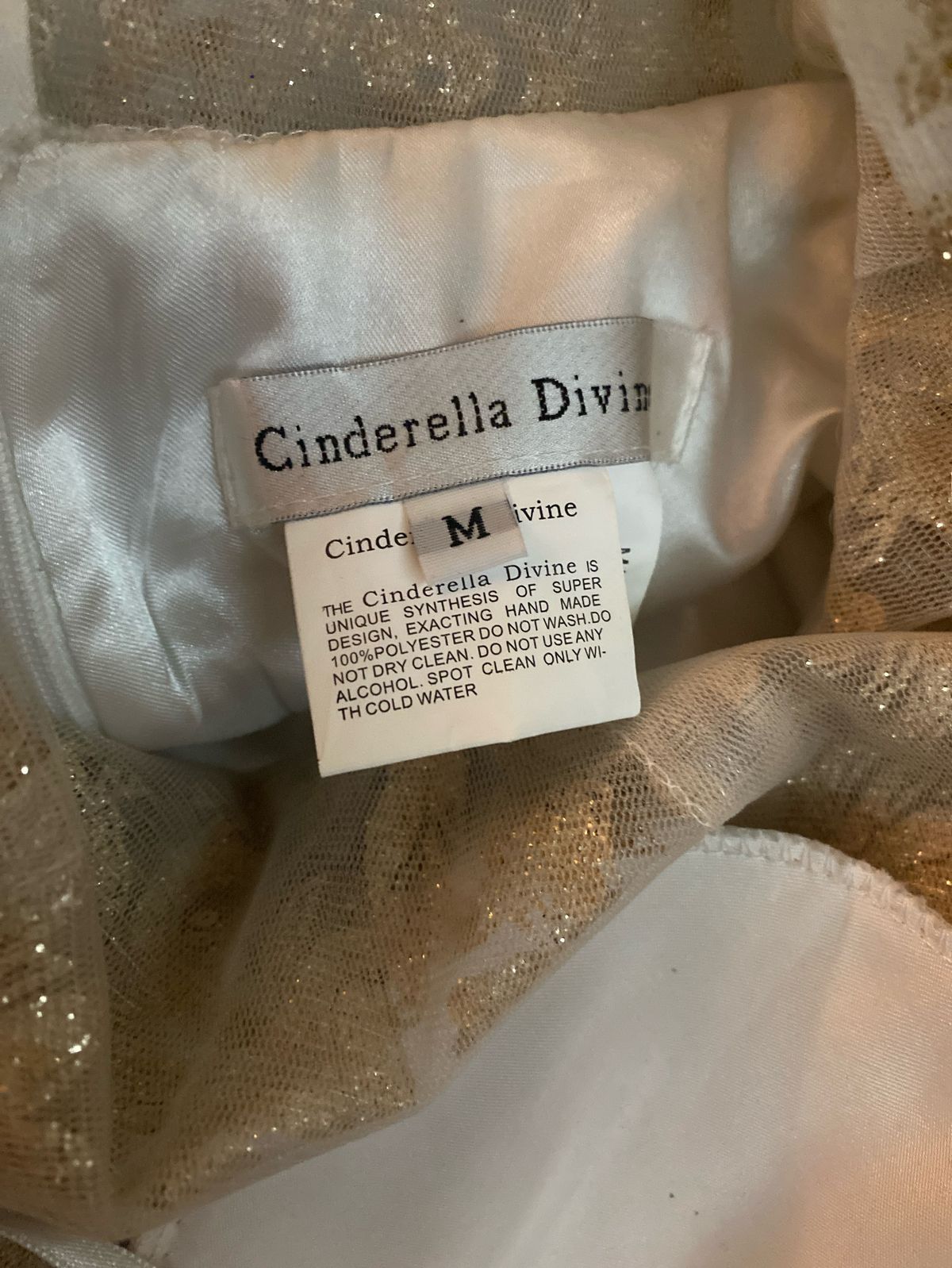Cinderella Divine Size M Prom Plunge White A-line Dress on Queenly