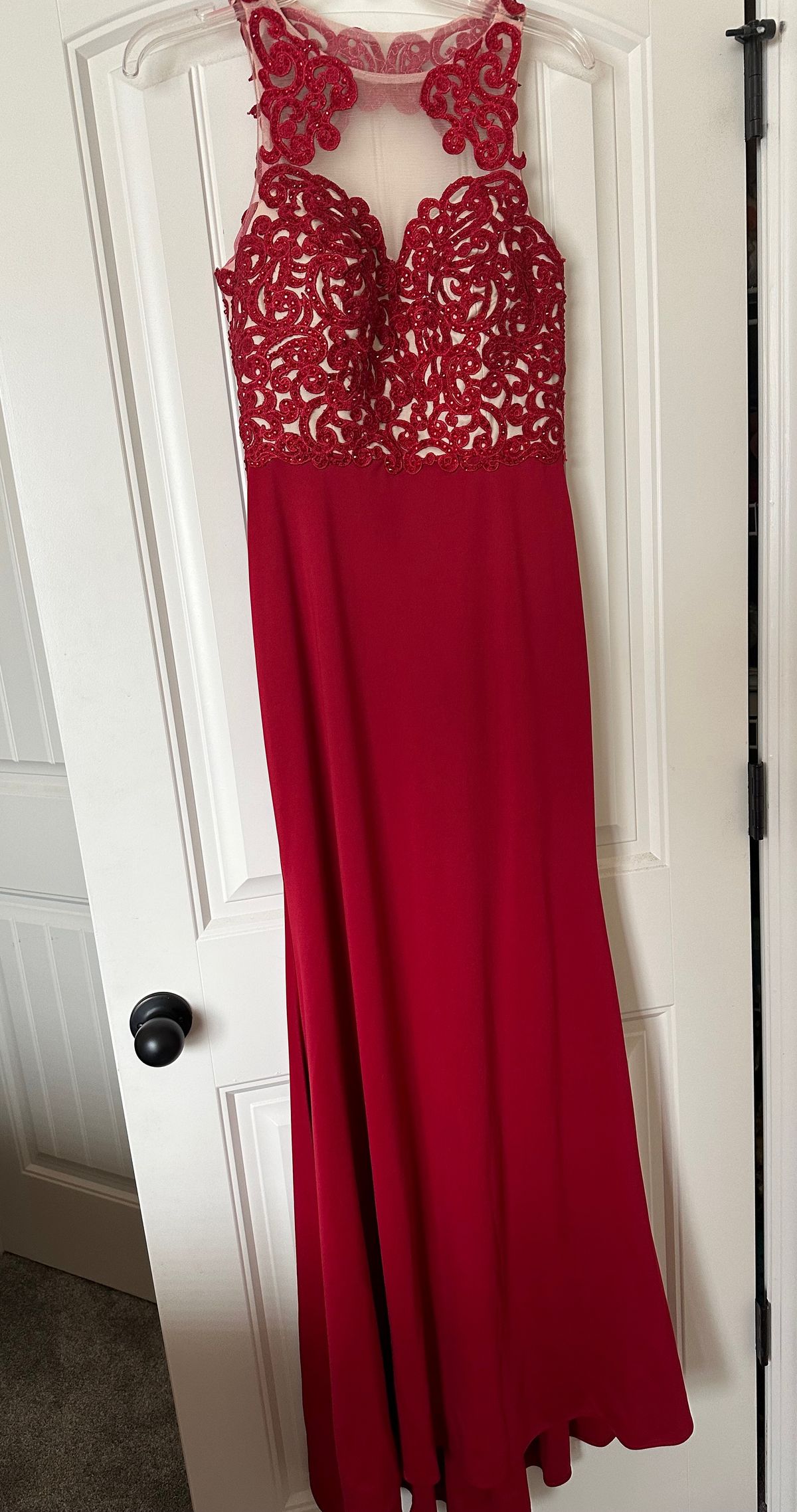 Size 6 Prom Sequined Red Floor Length Maxi on Queenly