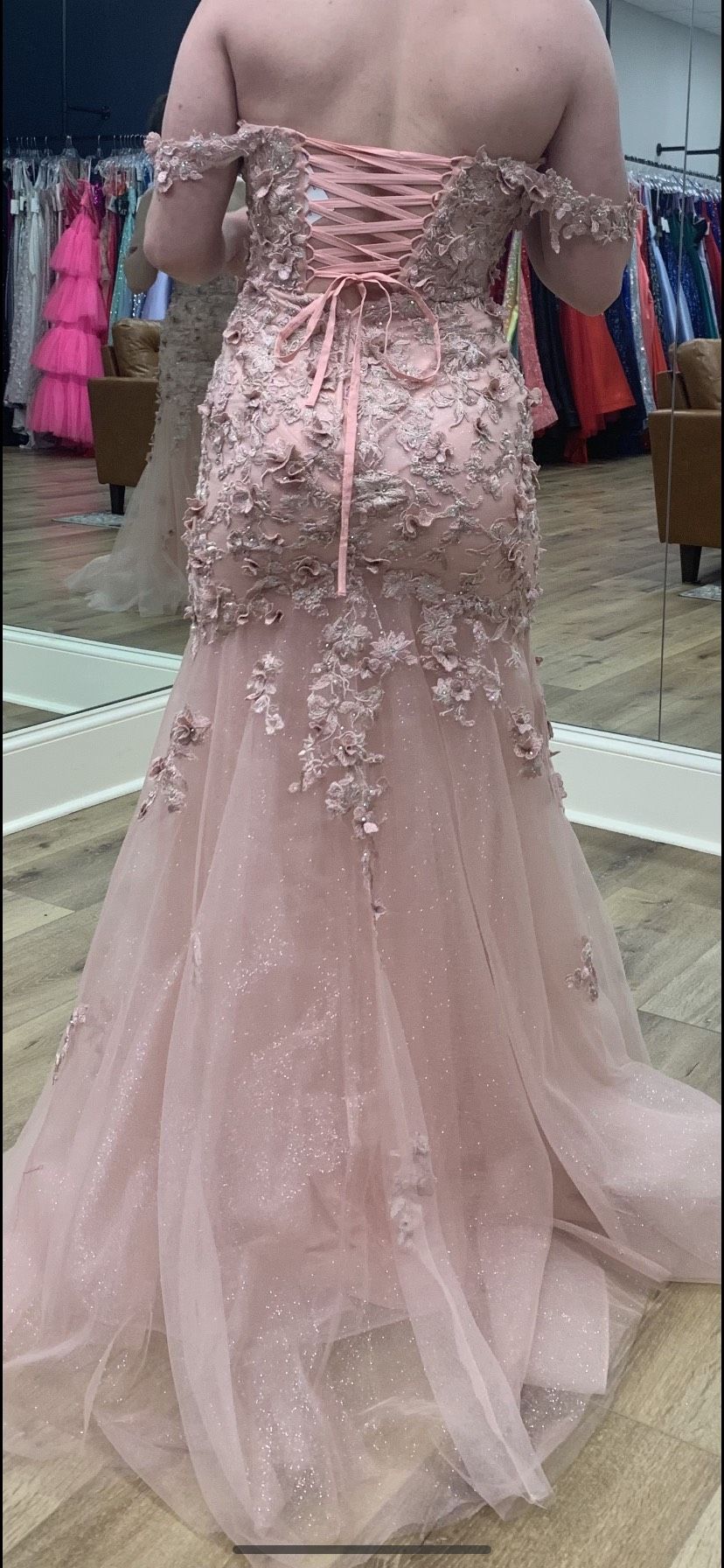 Sherri Hill Size 4 Prom Off The Shoulder Pink Mermaid Dress on Queenly