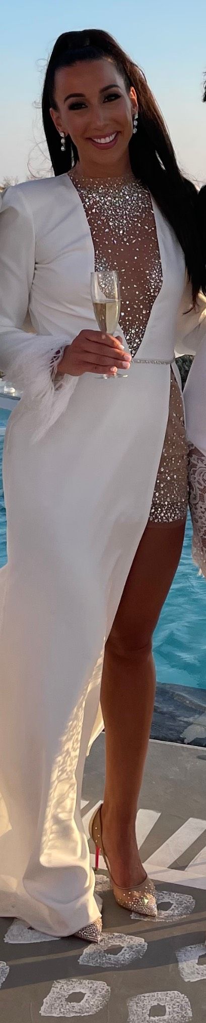 Berta Size 6 Wedding Long Sleeve White Side Slit Dress on Queenly