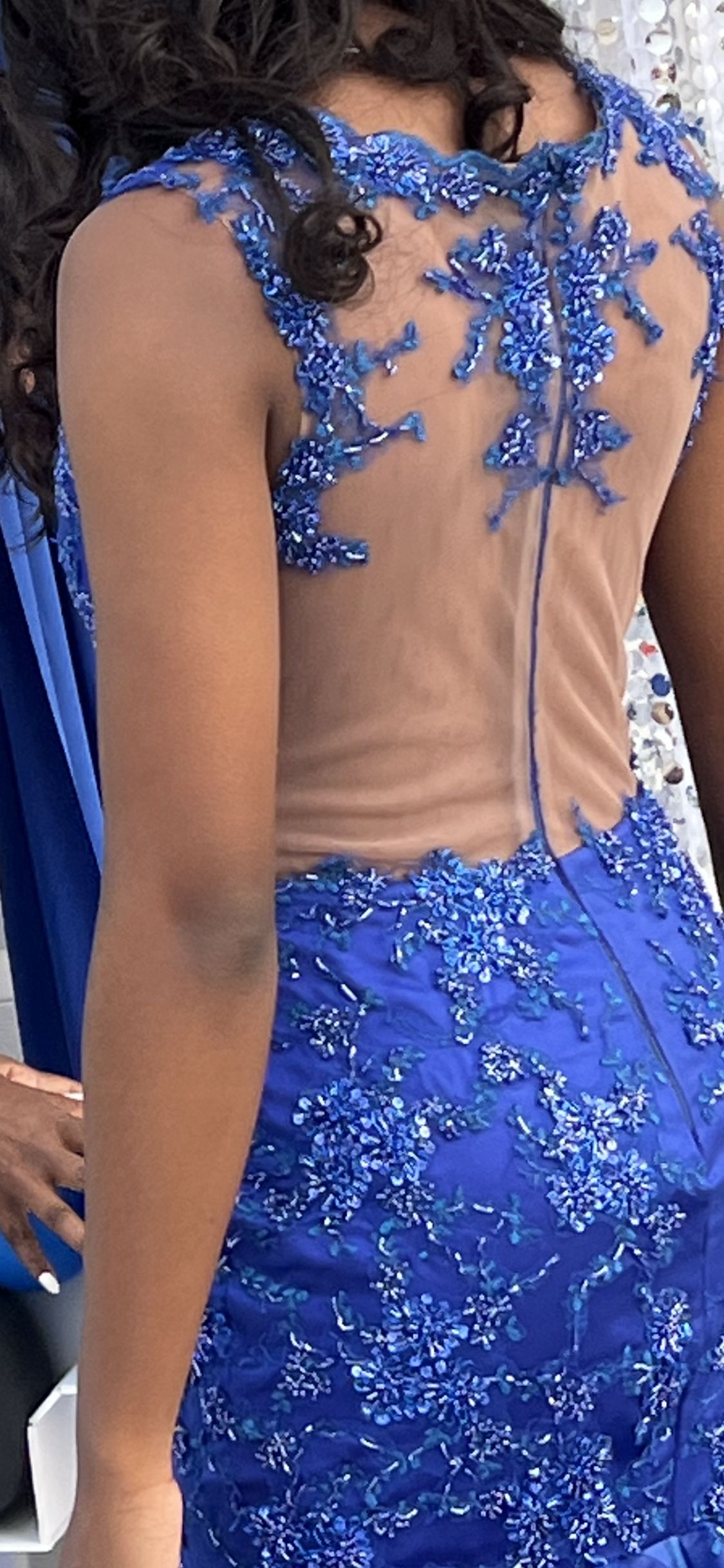 Size 2 Prom Sheer Royal Blue Mermaid Dress on Queenly