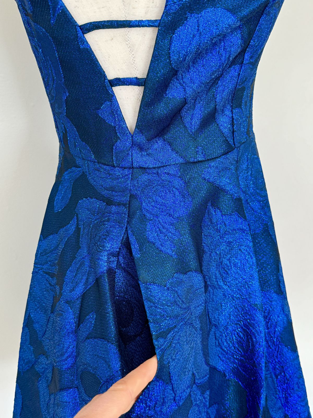 Size 4 Plunge Blue A-line Dress on Queenly