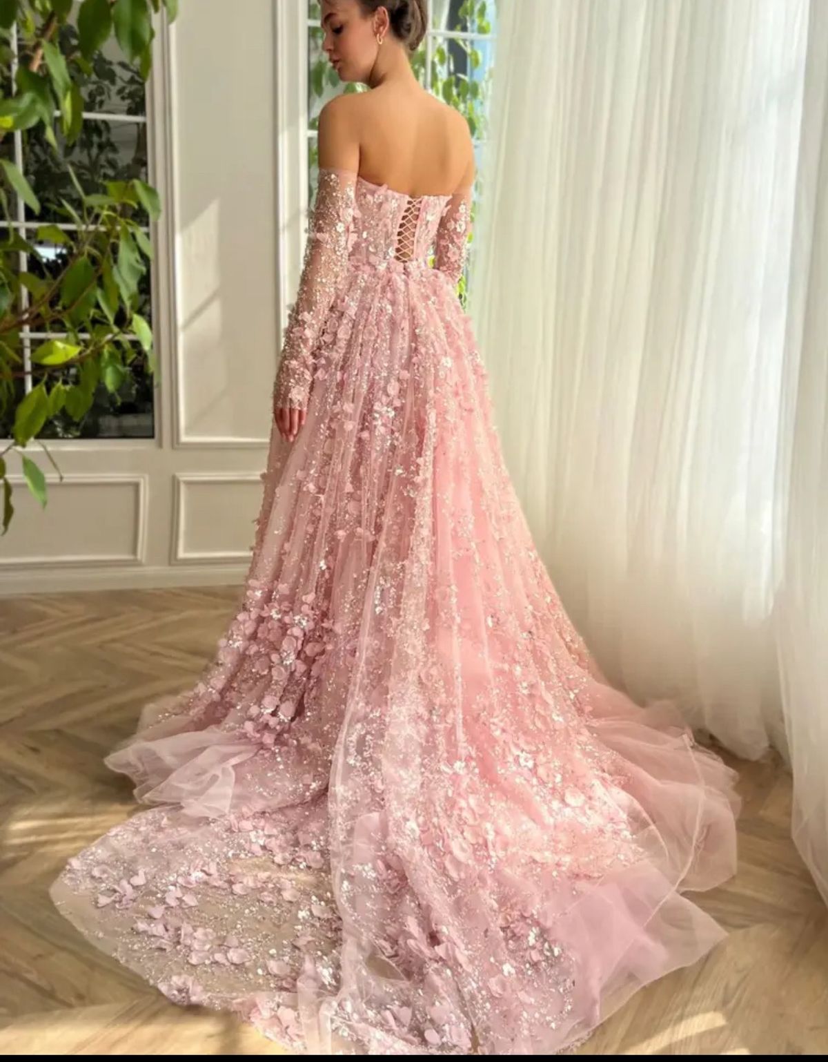 Size 10 Prom Off The Shoulder Pink Ball Gown on Queenly