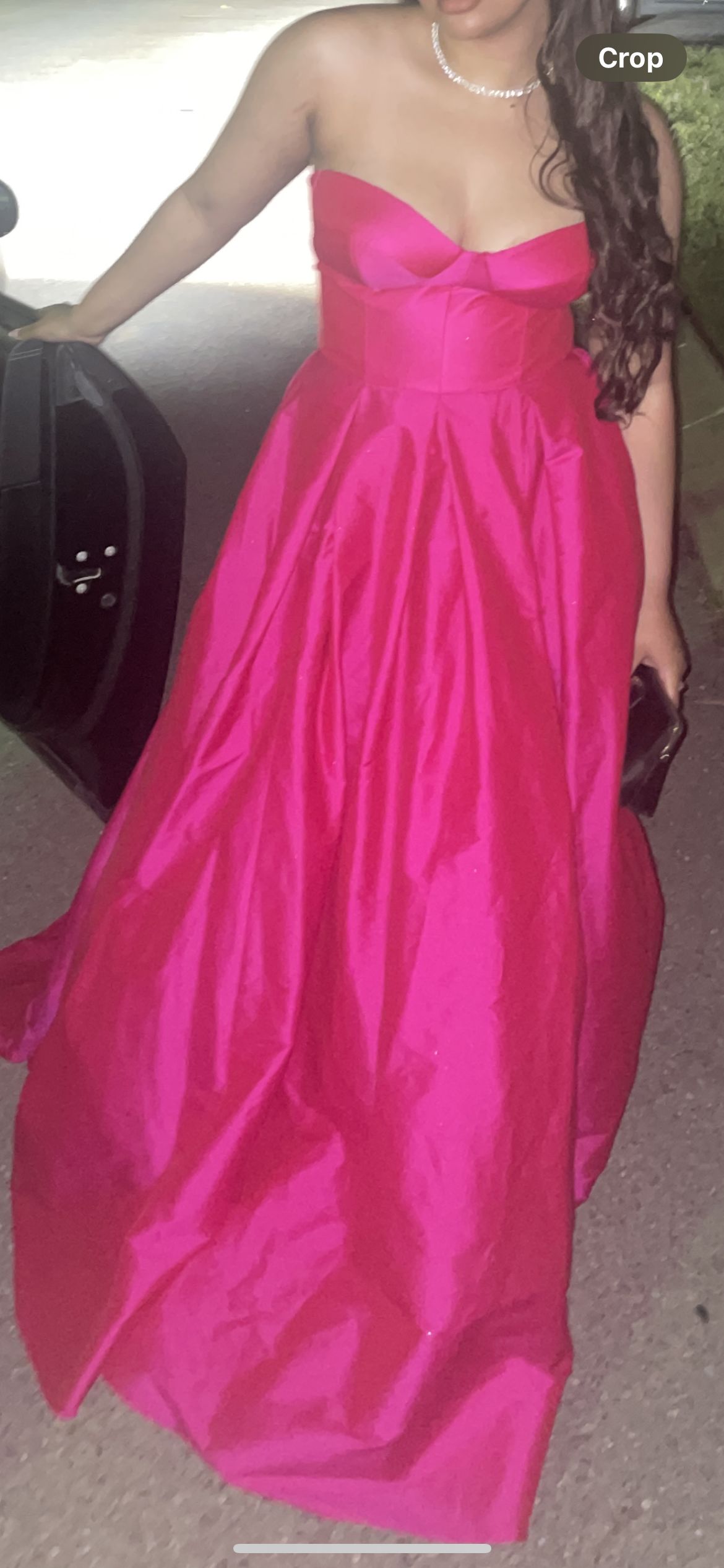 Style 52022 Tarik Ediz Size 10 Hot Pink A-line Dress on Queenly