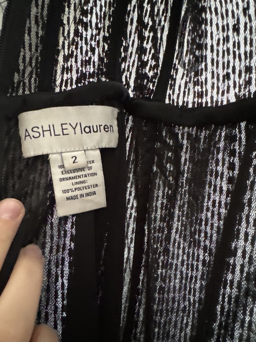 Style 88231 Ashley Lauren Size 2 Prom Plunge Black Side Slit Dress on Queenly