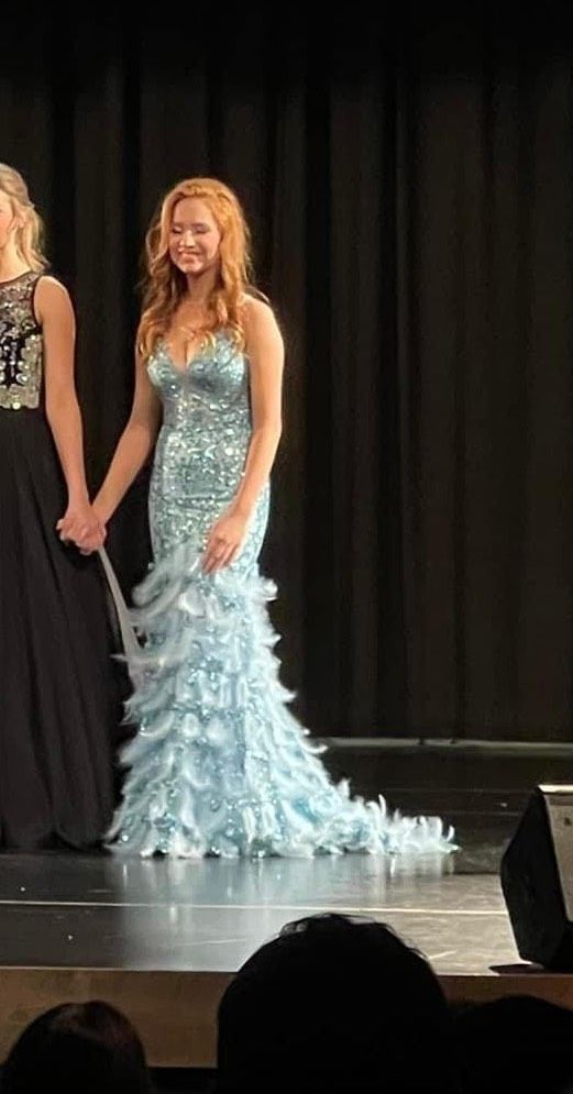 Size 4 Prom Plunge Blue Mermaid Dress on Queenly