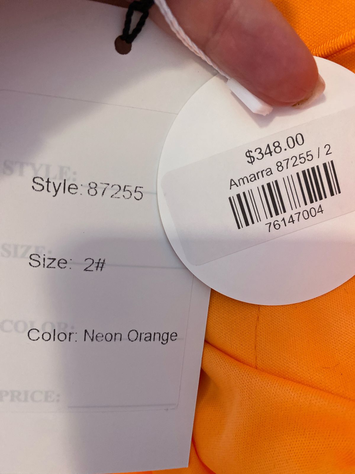Style 87255 Orange Amarra Size 2 Prom Plunge Orange Side Slit Dress on Queenly