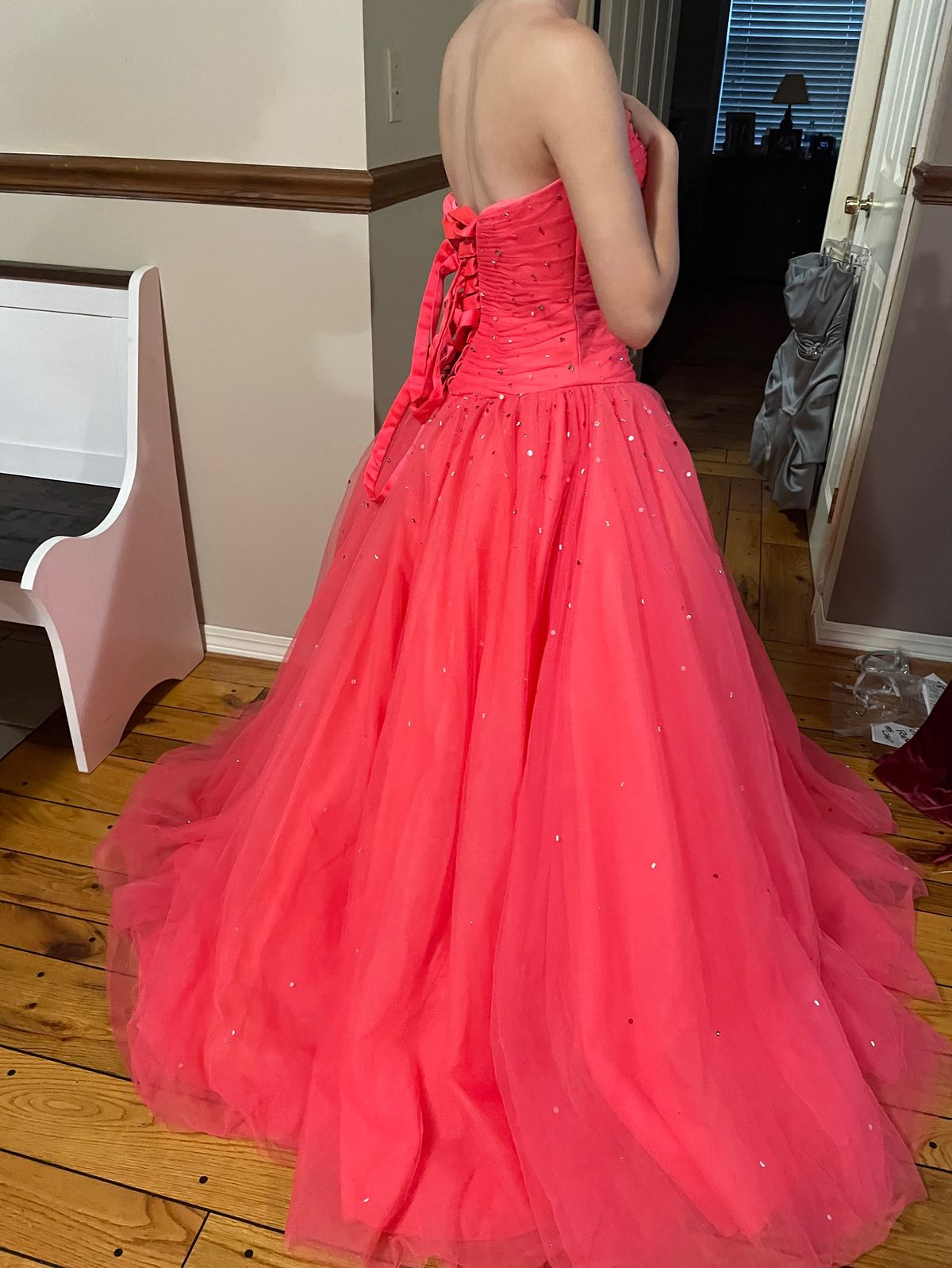 Size 2 Prom Strapless Orange Ball Gown on Queenly