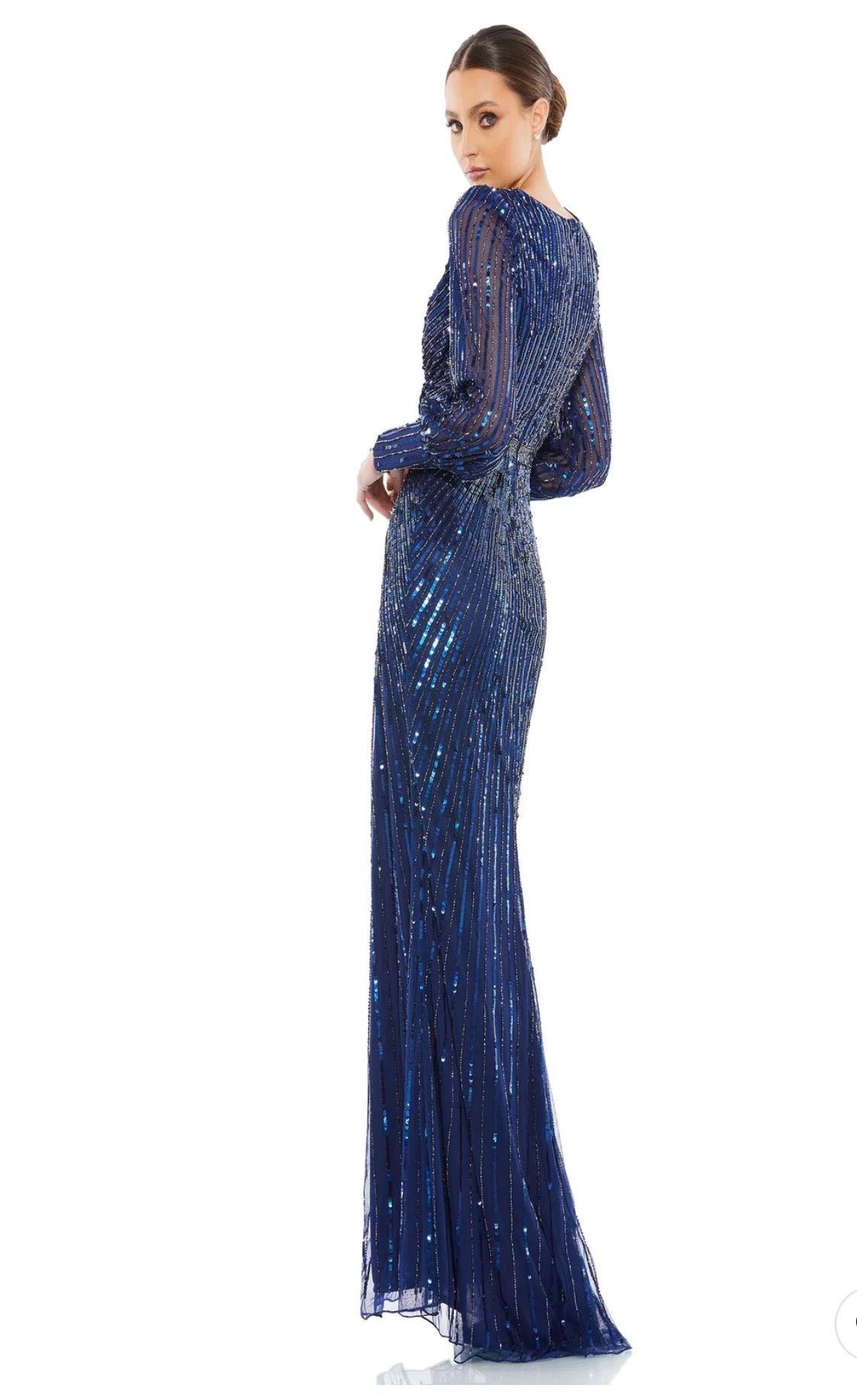 Style 5501 Mac Duggal Size 10 Prom Long Sleeve Blue Floor Length Maxi on Queenly
