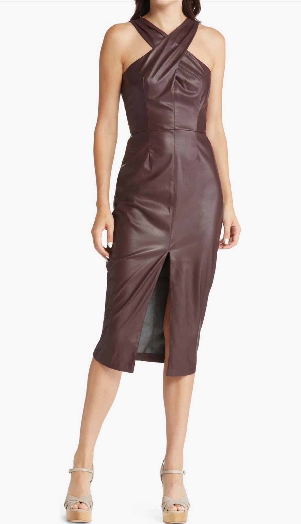 Size S High Neck Brown Cocktail Dress on Queenly
