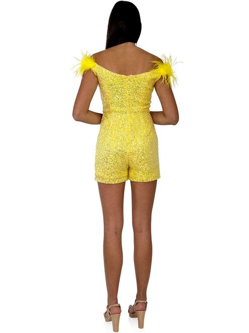 Style 8252 Marc Defang Size 4 Pageant Yellow Formal Jumpsuit on Queenly