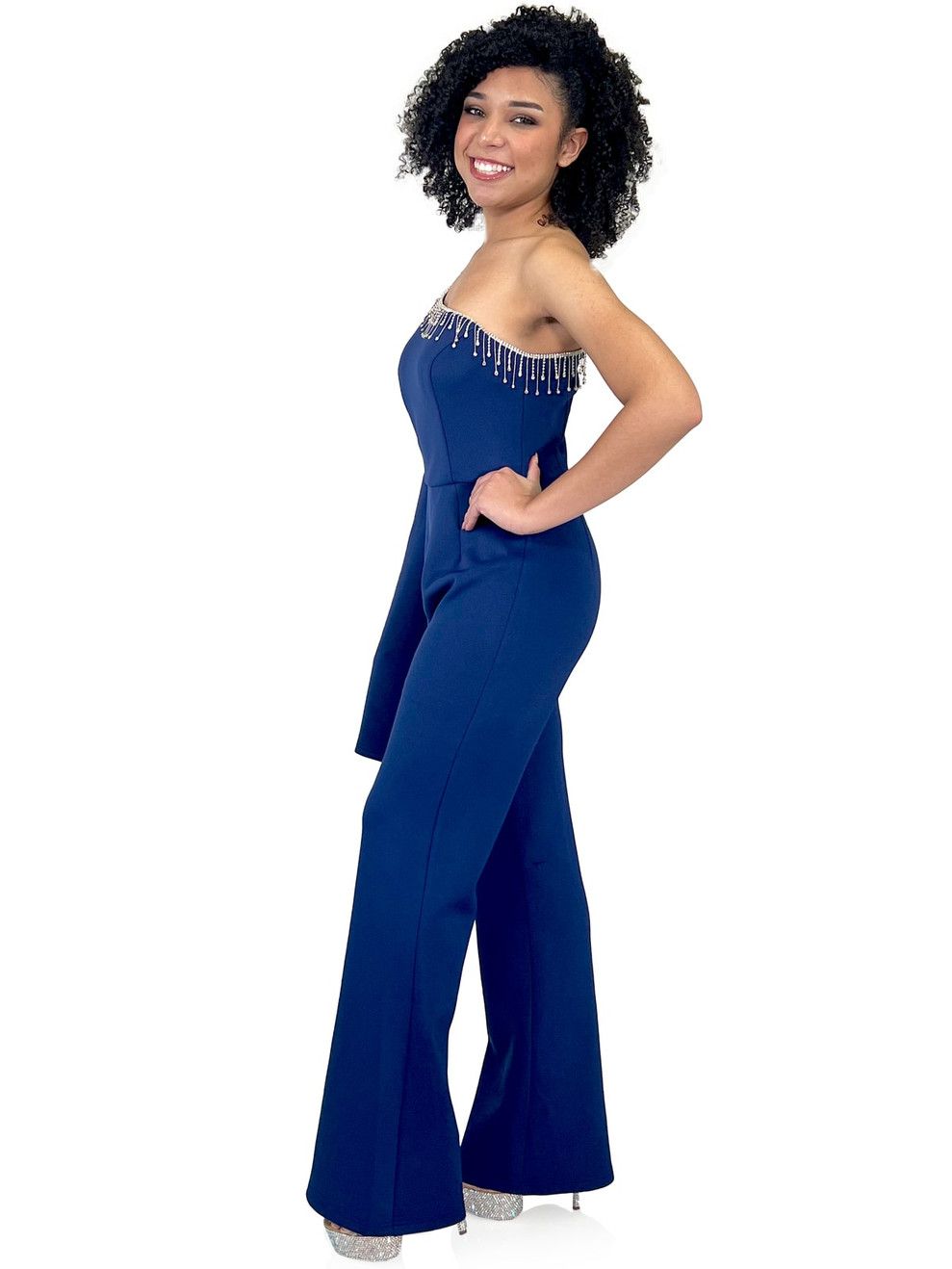Style 8267 Marc Defang Size 4 Pageant Royal Blue Formal Jumpsuit on Queenly