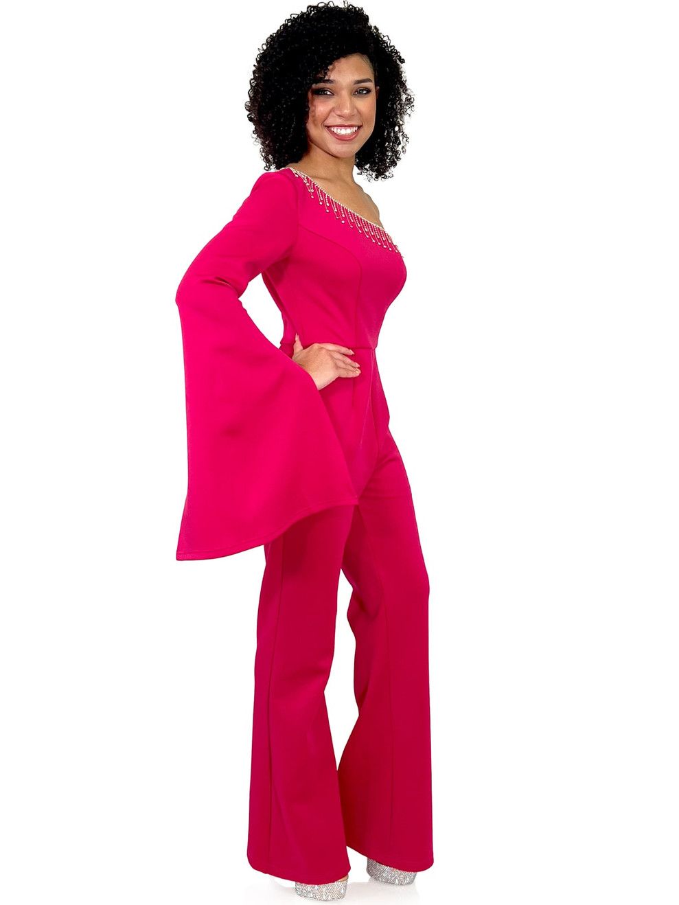 Style 8267 Marc Defang Size 4 Pageant Hot Pink Formal Jumpsuit on Queenly