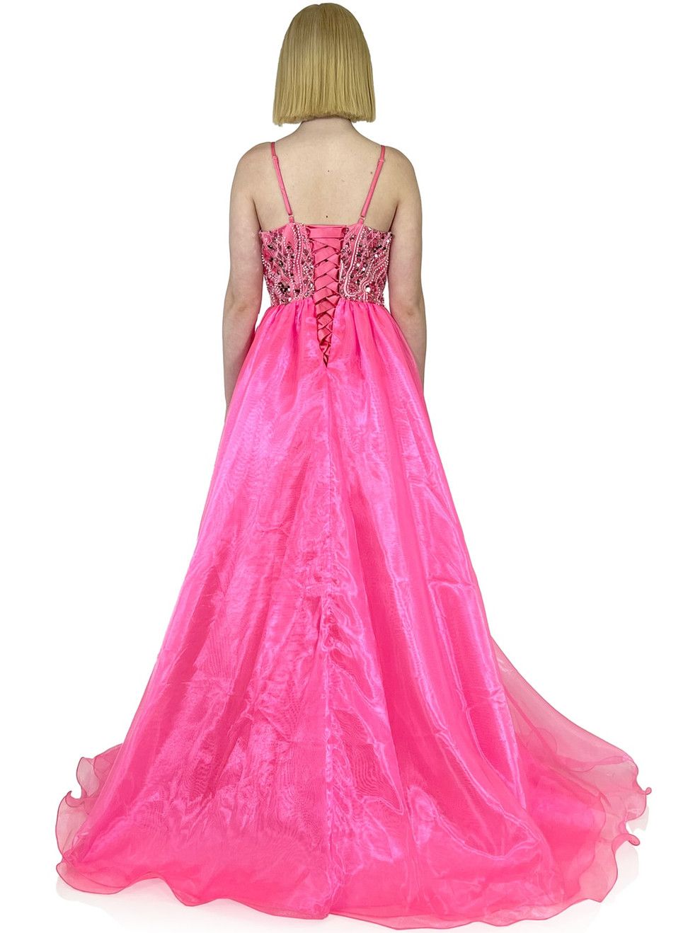 Style 8254 Marc Defang Size 6 Prom Hot Pink Ball Gown on Queenly