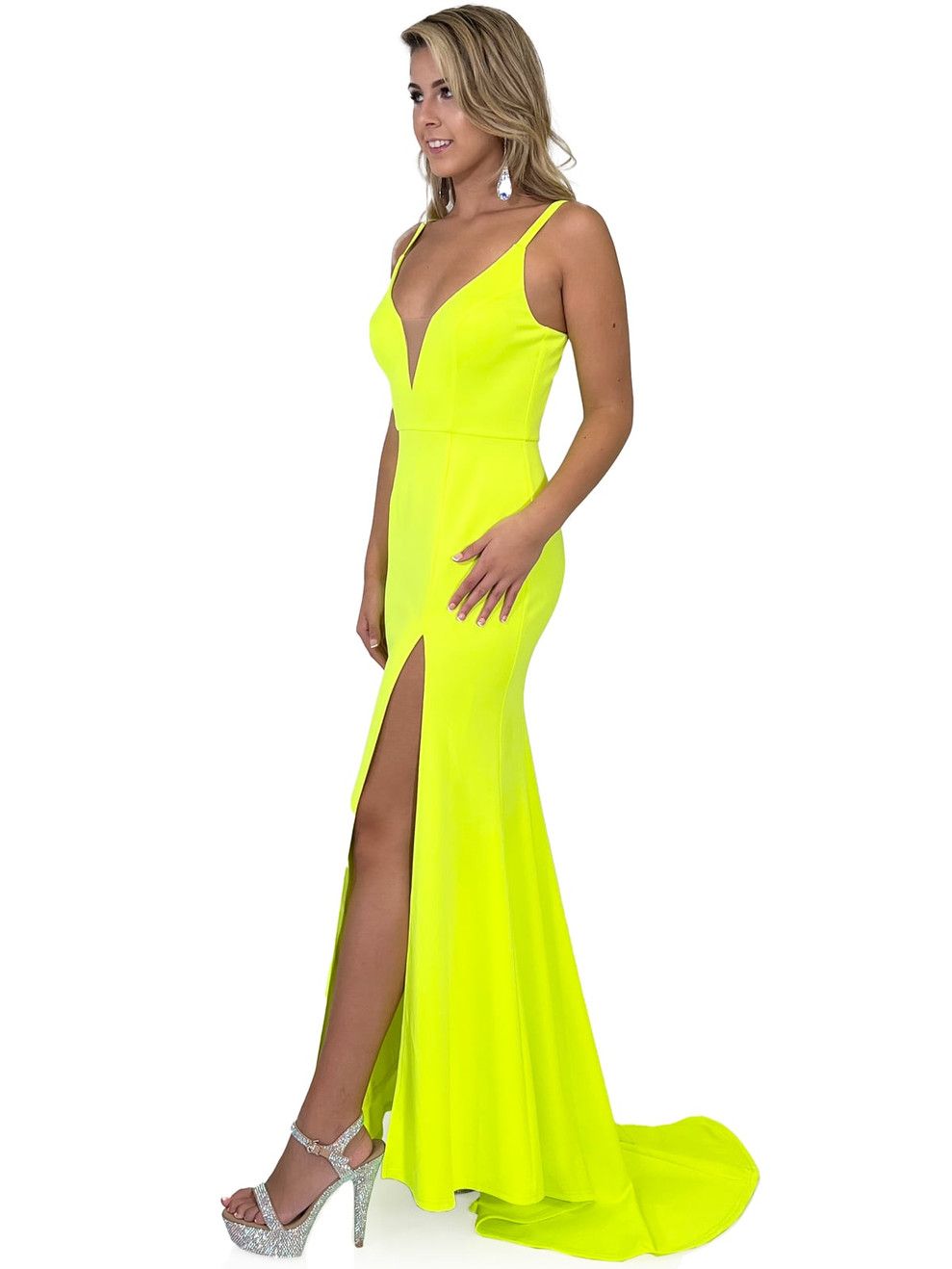 Style 8341 Marc Defang Size 4 Prom Green Side Slit Dress on Queenly