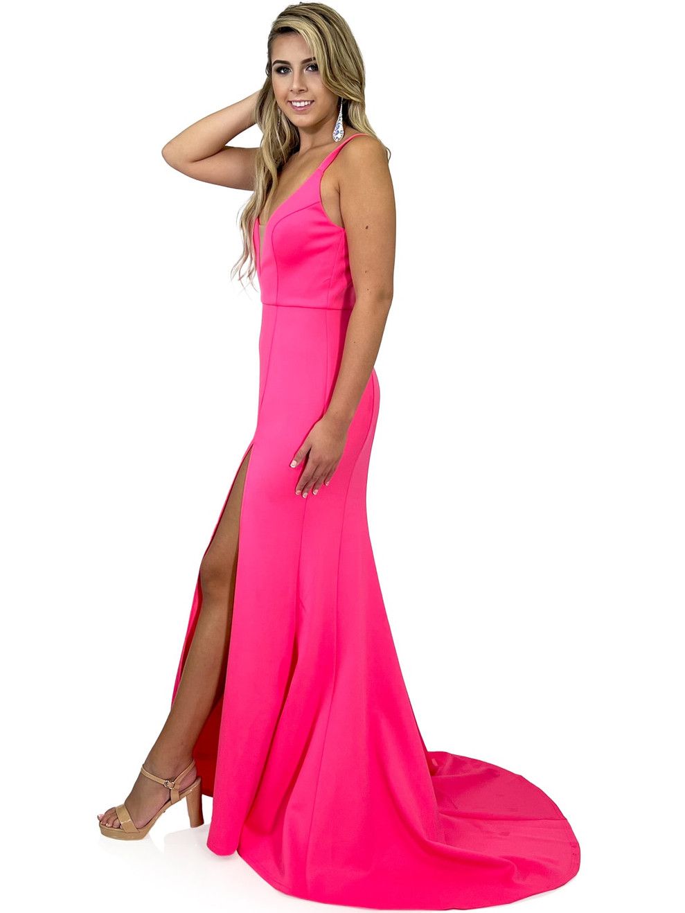 Style 8341 Marc Defang Size 4 Prom Pink Side Slit Dress on Queenly